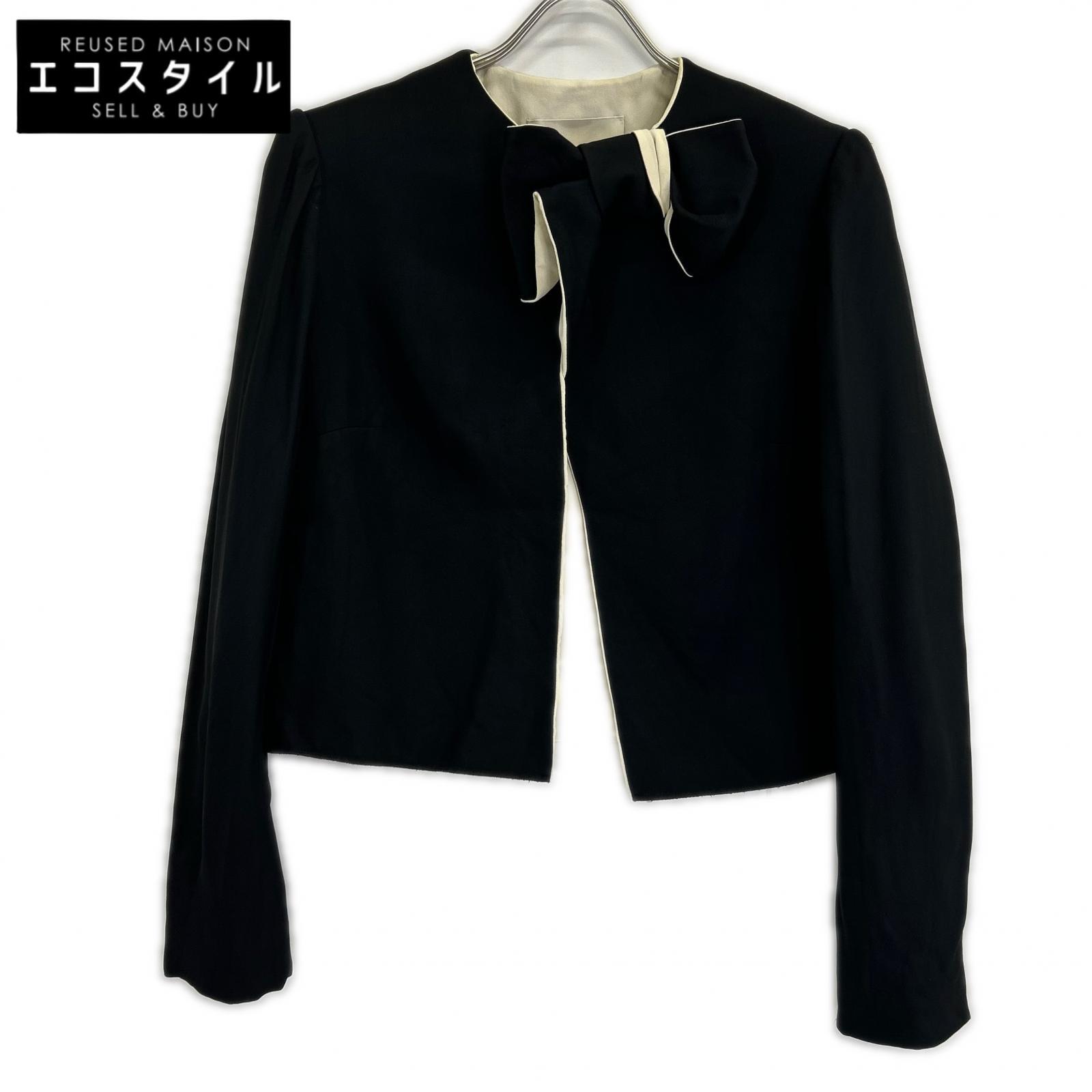LANVIN ランバン RW JA7021 2555 P15 ブラック リボン ノーカラー ジャケット ジャケット 40 ブラック レディース 【中古】|ブランドリユース エコスタイル