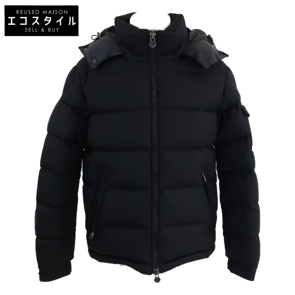 MONCLER モンクレール MONTGENEVRE モンジュネーブル ウール フード付ダウンジャケット 2 ブラック メンズ 【中古】|ブランドリユース エコスタイル