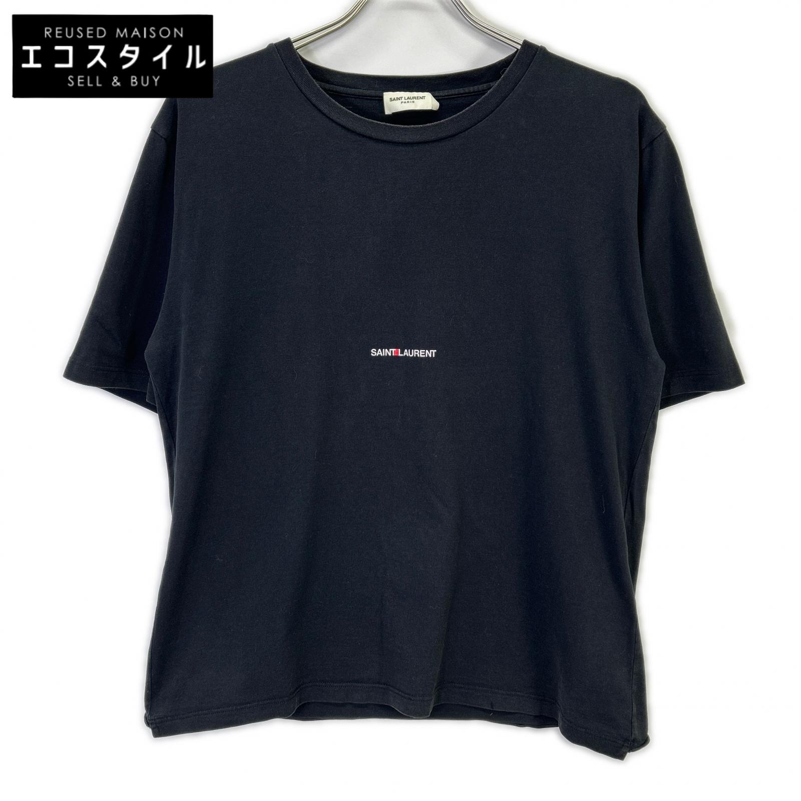 SAINT LAURENT PARIS サンローランパリ 21年 460976 ﾌﾞﾗｯｸ ﾛｺﾞ Tｼｬﾂ トップス M ブラック メンズ 【中古】