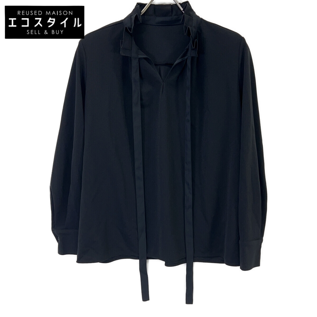 ICB アイシービー 黒いこと 【洗える】マラボーテジョーゼット デザインカットソー トップス   S 黒いこと レディース 【中古】