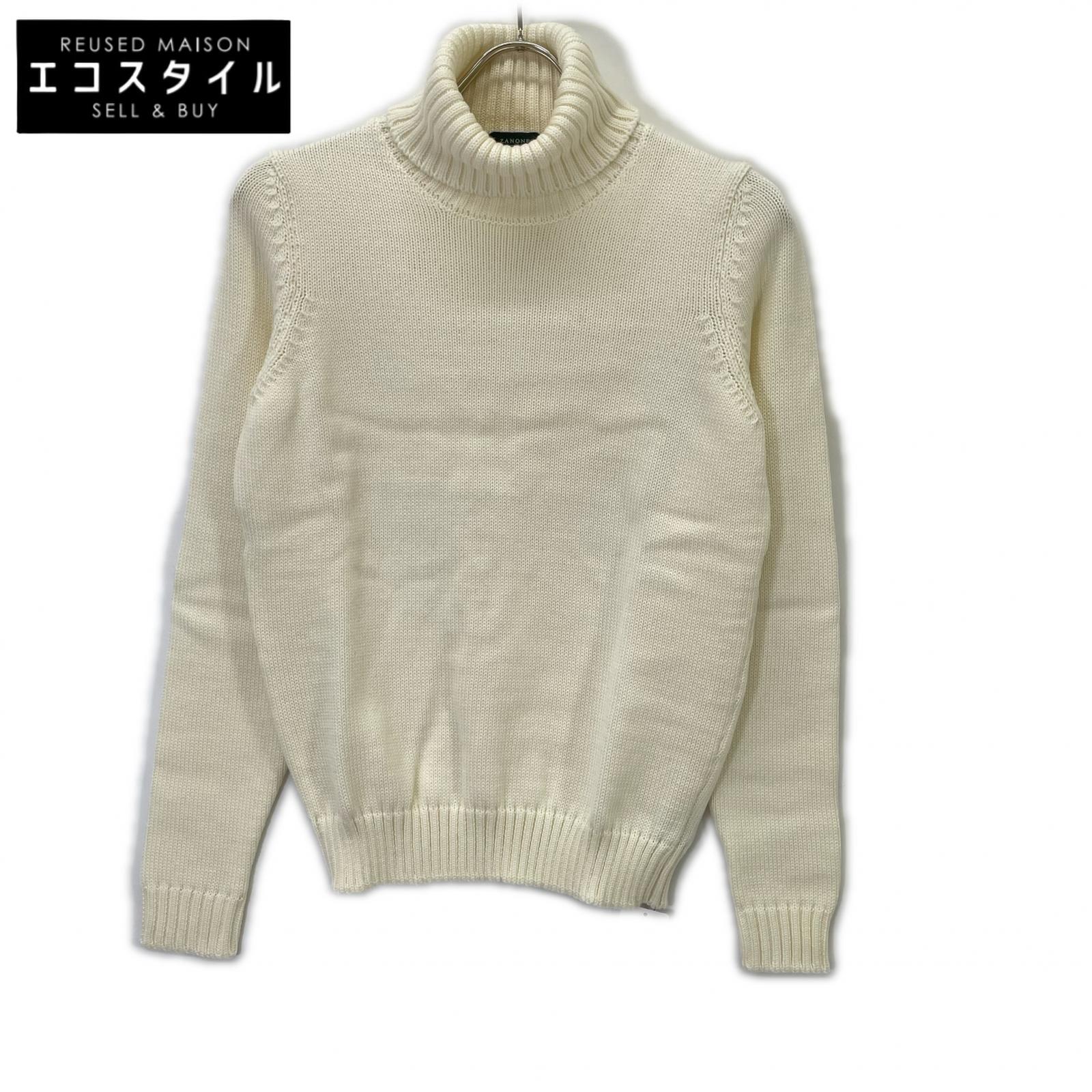 ZANONE ザノーネ 7ETJP4 ﾎﾜｲﾄ ｳｰﾙ ﾀｰﾄﾙﾈｯｸﾆｯﾄ トップス 44 ホワイト メンズ 【中古】