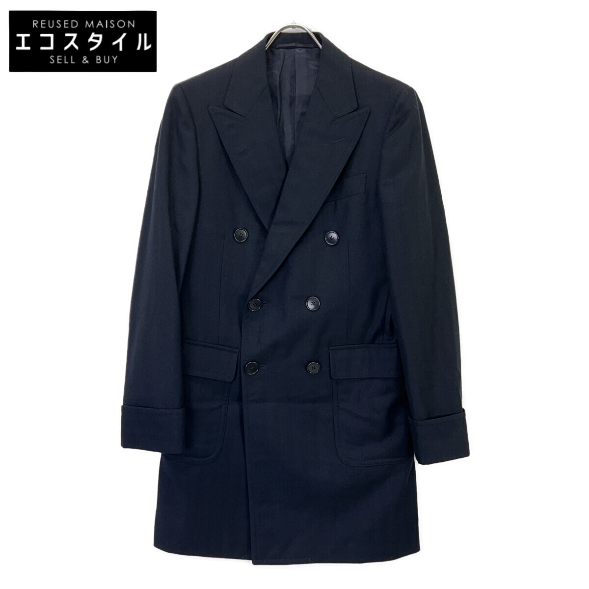 UNITED ARROWS ユナイテッドアローズ ﾌﾞﾗｯｸ ｳｰﾙ ﾁｪｽﾀｰｺｰﾄ コート ネイビー メンズ 【中古】