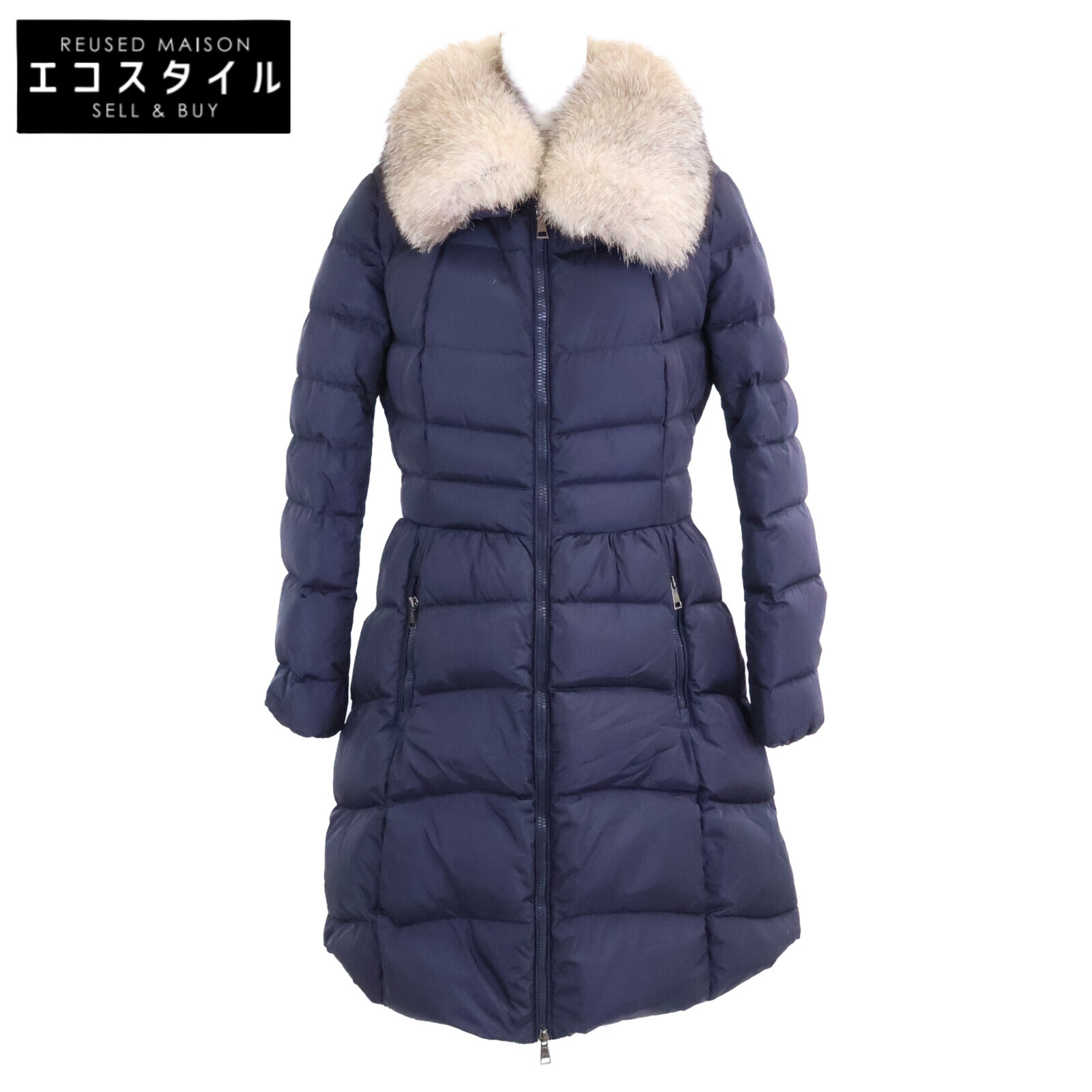 MONCLER モンク軌跡 D20934934520 HIRONDELLE イロンデール 毛革付 落ち込む 厚地の外套 3 米国海軍 レディース 【中古】
