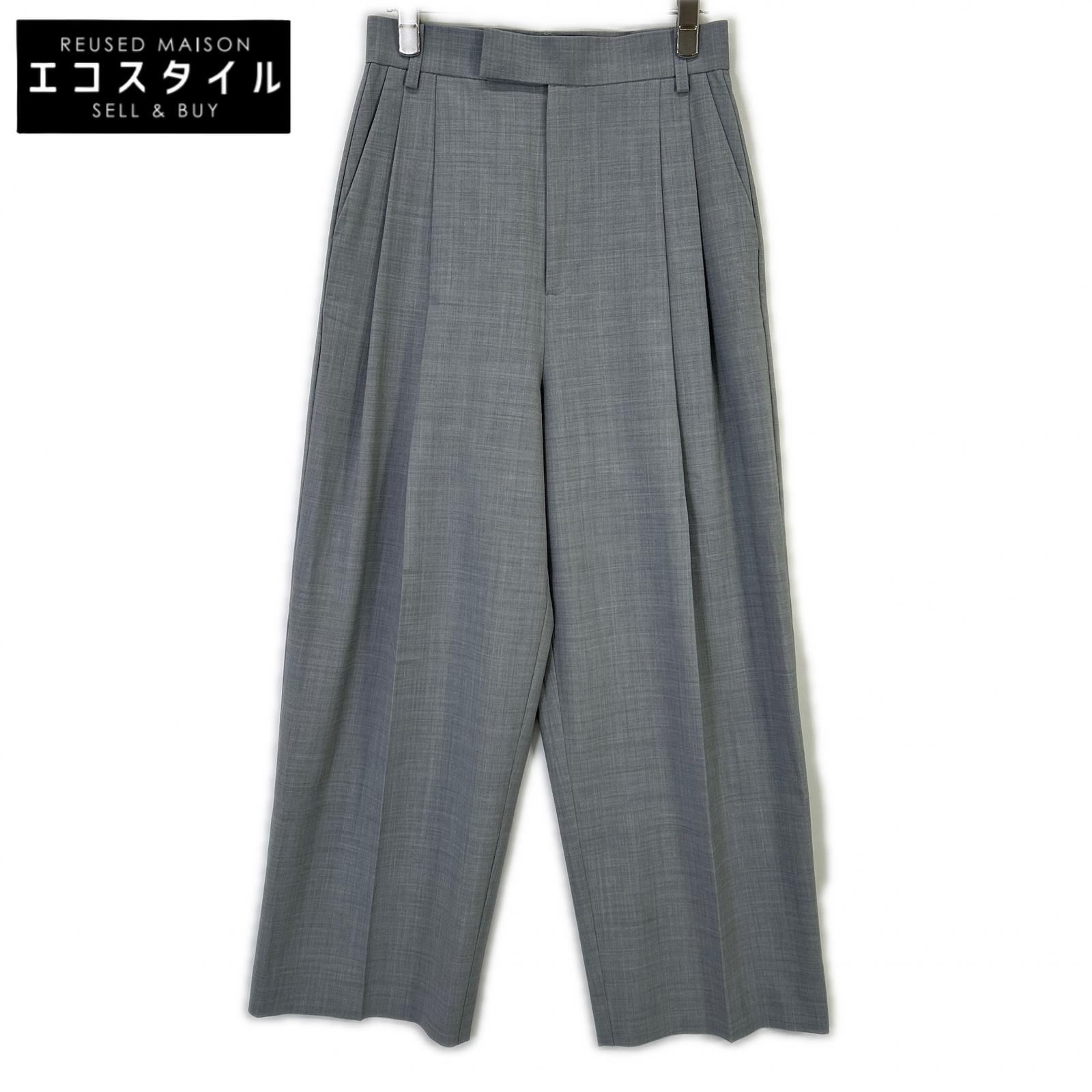Whim Gazette ウィムガゼット 24SS WGZ1032102A0008 ｸﾞﾚｰ ﾊｲｳｴｽﾄ ｾﾐﾜｲﾄﾞｼﾙｴｯﾄｳｰﾙﾀｯｸﾊﾟﾝﾂ ボトムス 36 ライトグレー レディース 【中古】