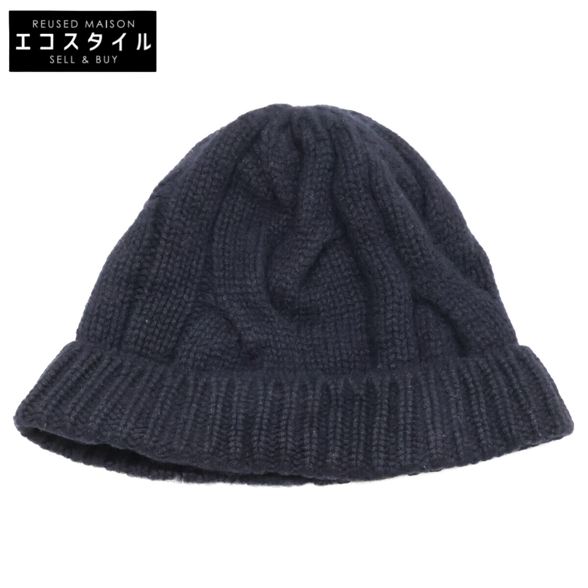 Settefili Cashmere セッテフィーリ カシミア SF-09-279-223 カシミヤ ニット帽 帽子 ブラック メンズ 【中古】｜ブランドリユース エコスタイル