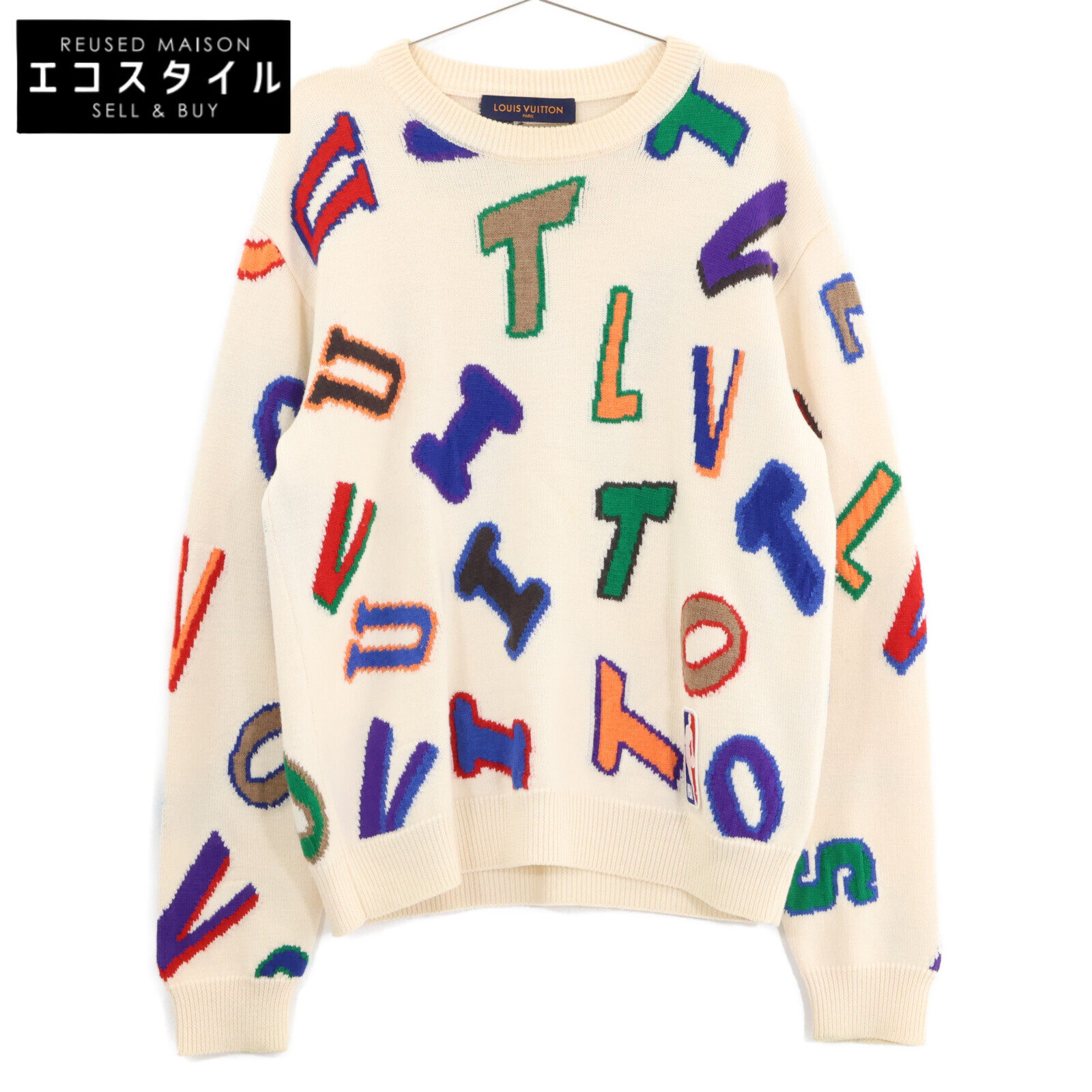 LOUIS VUITTON ルイヴィトン ｘNBA【国内定まり】RM212M ZLL HLN10W コラボレター 労働者の一団のど首 編み物ティーシャツ トップス M 白いこと/マルチ色合い メンズ 【中古】