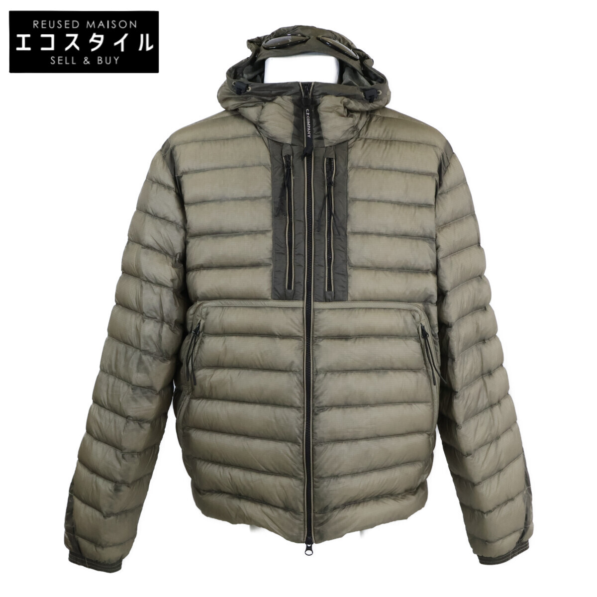 C.P.COMPANY シーピーカンパニー 【美品/25AW】D.D. Shell Goggle Down Jacket ゴーグル フーディダウンジャケット L カーキ メンズ 【中古】