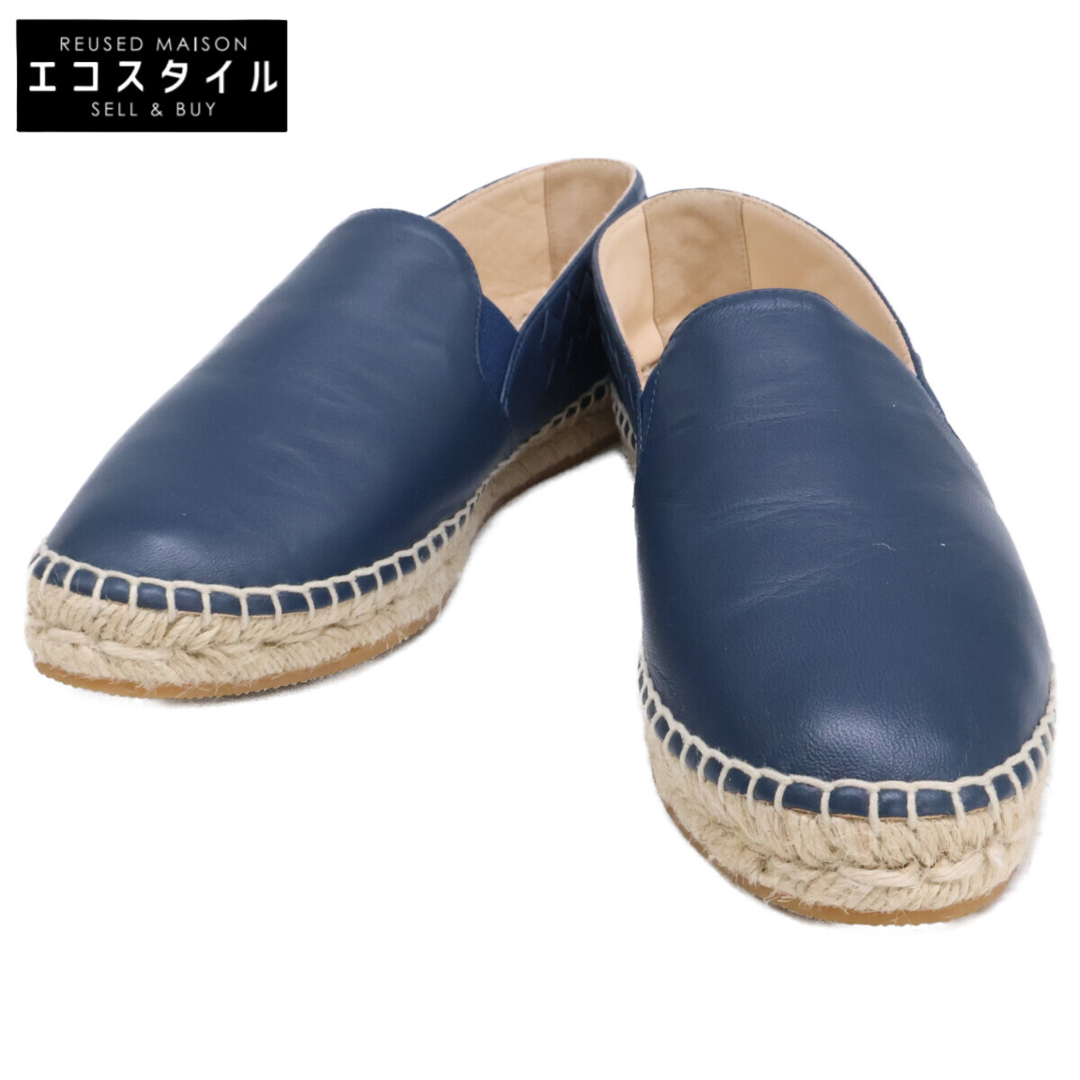 BOTTEGA VENETA ボッテガヴェネタ 【美品】407121 V0013 4037 ﾚｻﾞｰ ｲﾝﾄﾚﾁｬｰﾄ ｽﾘｯﾎﾟﾝ シューズ 36 DENIM レディース 【中古】