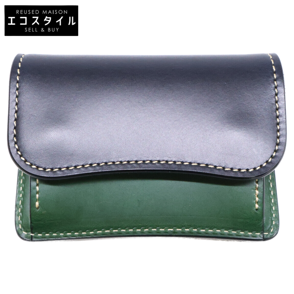 WILDSWANS ワイルドスワンズ 【新品負けず劣らず】別注 TONGUE NAVYxGRN タング サドルプルアップ コインケース   米国海軍/緑であること メンズ 【中古】