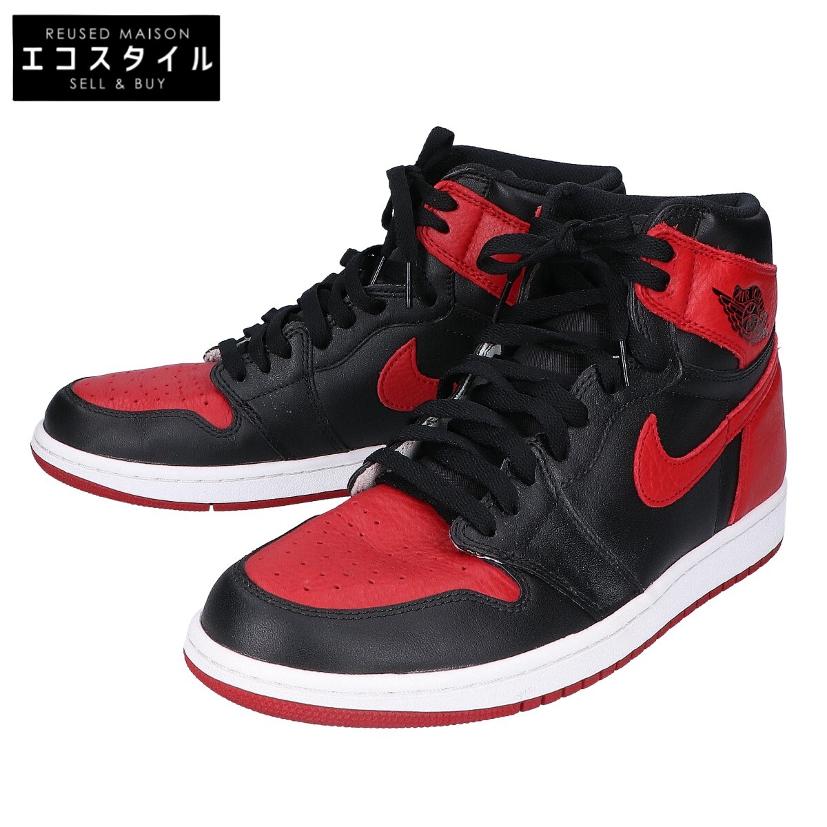 NIKE ナイキ 【美品】555088-001 AIR JORDAN 1 RETRO HIGH OG エアジョーダン1レトロ 御機嫌OG ハイカットスニーカー シューズ 28 BLACK/VARSITY RED-WHITE メンズ 【中古】