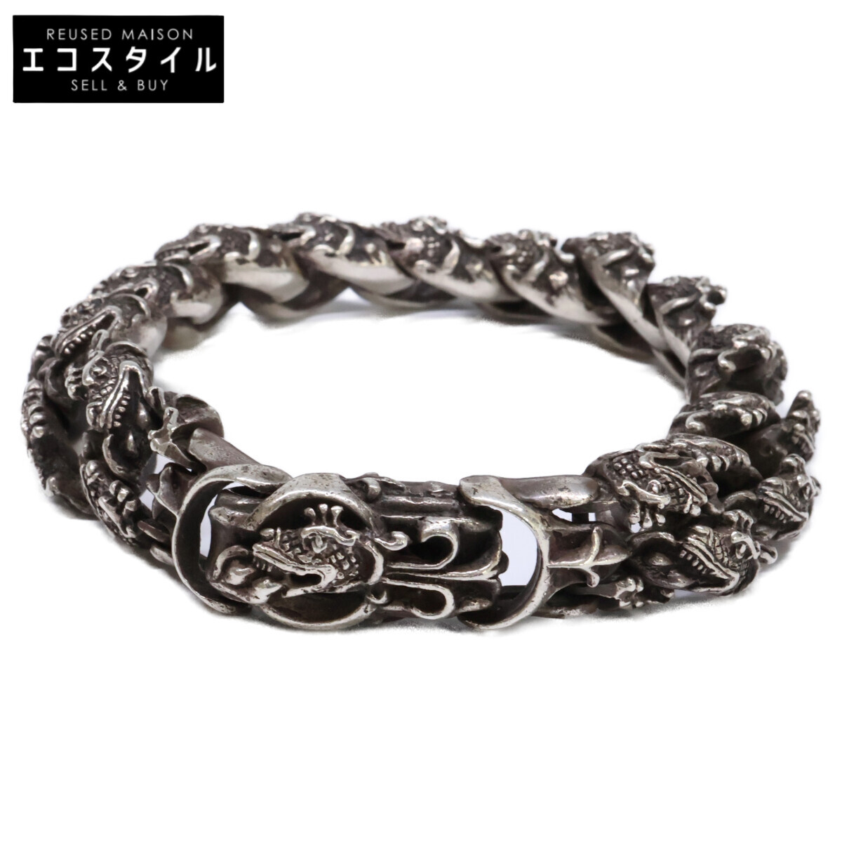 LEATHERS AND TREASURES レザーズアンドトレジャーズ Dragon Rink Bracelet 火竜 繋がり 腕輪   しろがね色 メンズ 【中古】