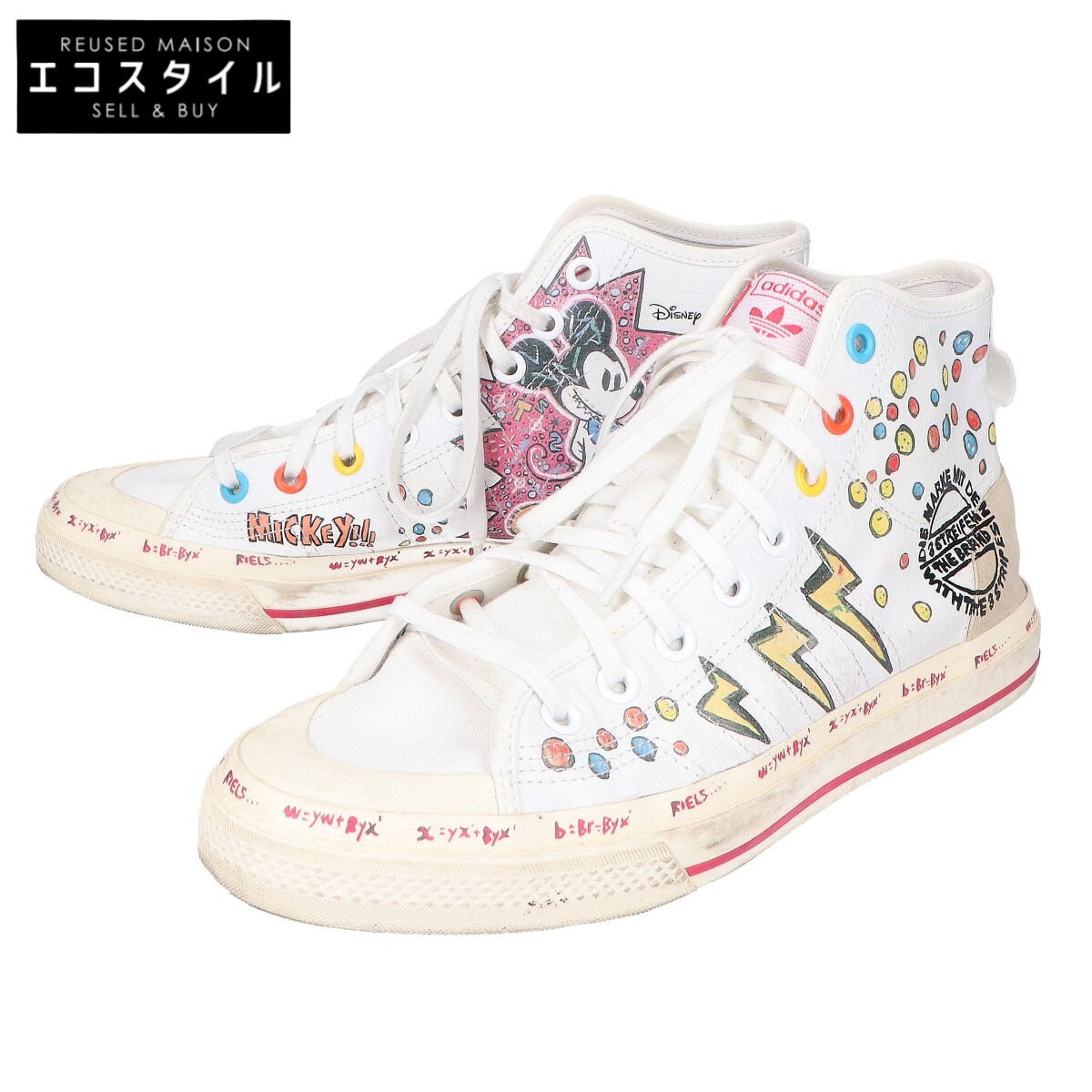 adidas アディダス ×Disney 白いこと GZ8838 Nizza Hi RF Mickey Mouse スニーカー シューズ   27.5糎 白いこと メンズ 【中古】
