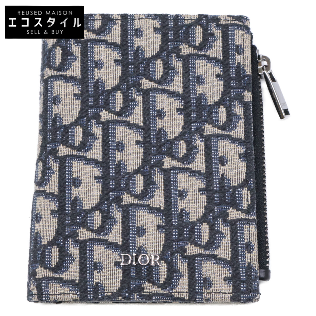 DIOR クリスチャンディオール 【美品】25年製 2ESBC319YSE_H05E バーティカル パウダーコンパクト 歌留多保持者 クリスチャンディオール オブ漏れる ジャカード 二つ折り札入れ（御釣り入れあり）   米国海軍系 メンズ 【中古】 財布・ケース-メンズ財布-バッグ・小物・ブランド雑貨