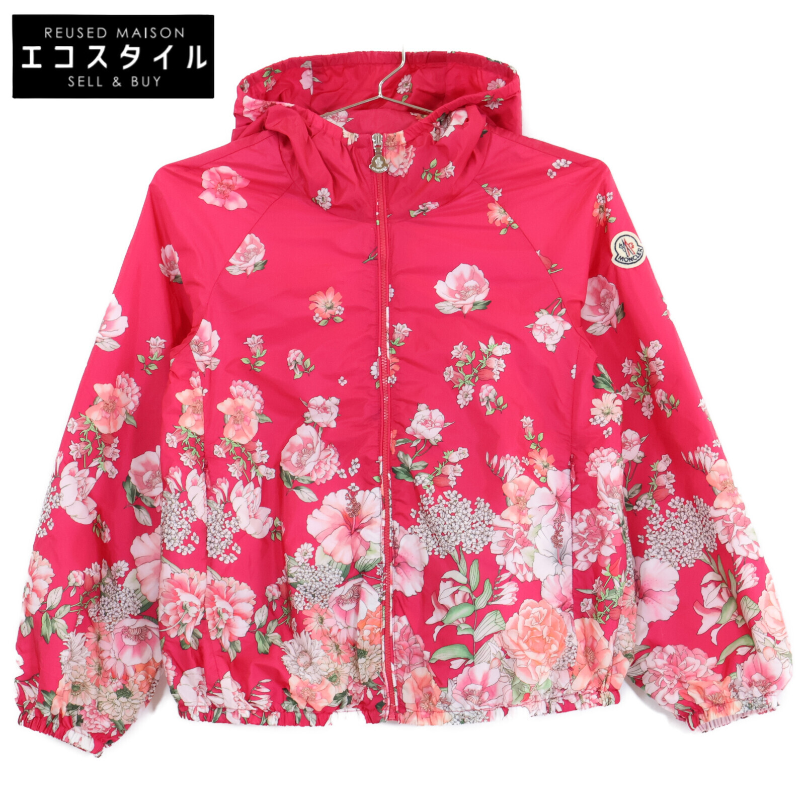 MONCLER モンク軌跡 【美品】GIASONE ジアソーネ お花刷り上げる フーディブルゾン 上衣 10 サクラ色 キッズ 【中古】