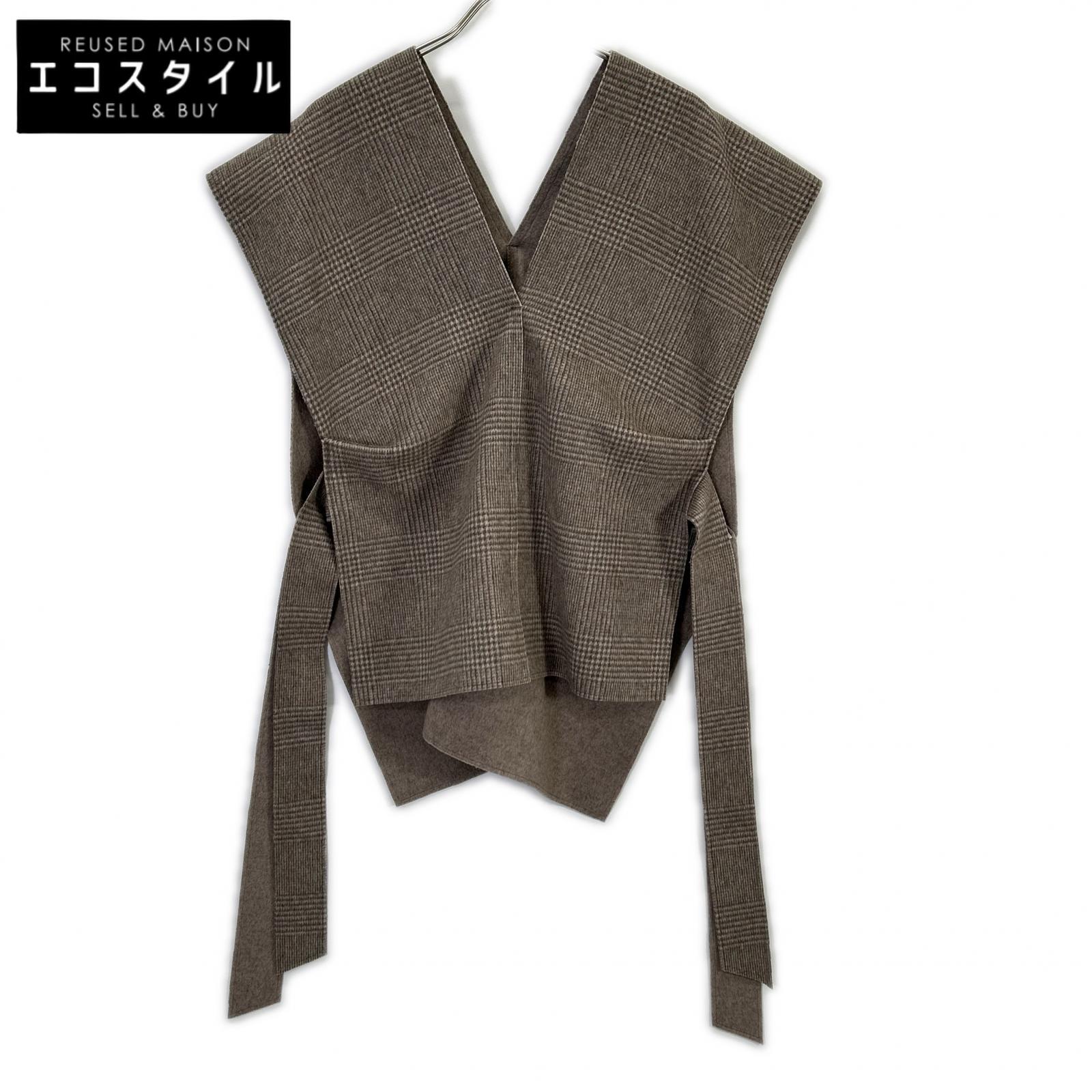 yori ヨリ YR1925-146AT ﾍﾞｰｼﾞｭ ｸﾞﾚﾝﾁｪｯｸ ﾍﾞｽﾄ 限りない F ベージュ レディース 【中古】 ベスト・ジレ-レディースファッション
