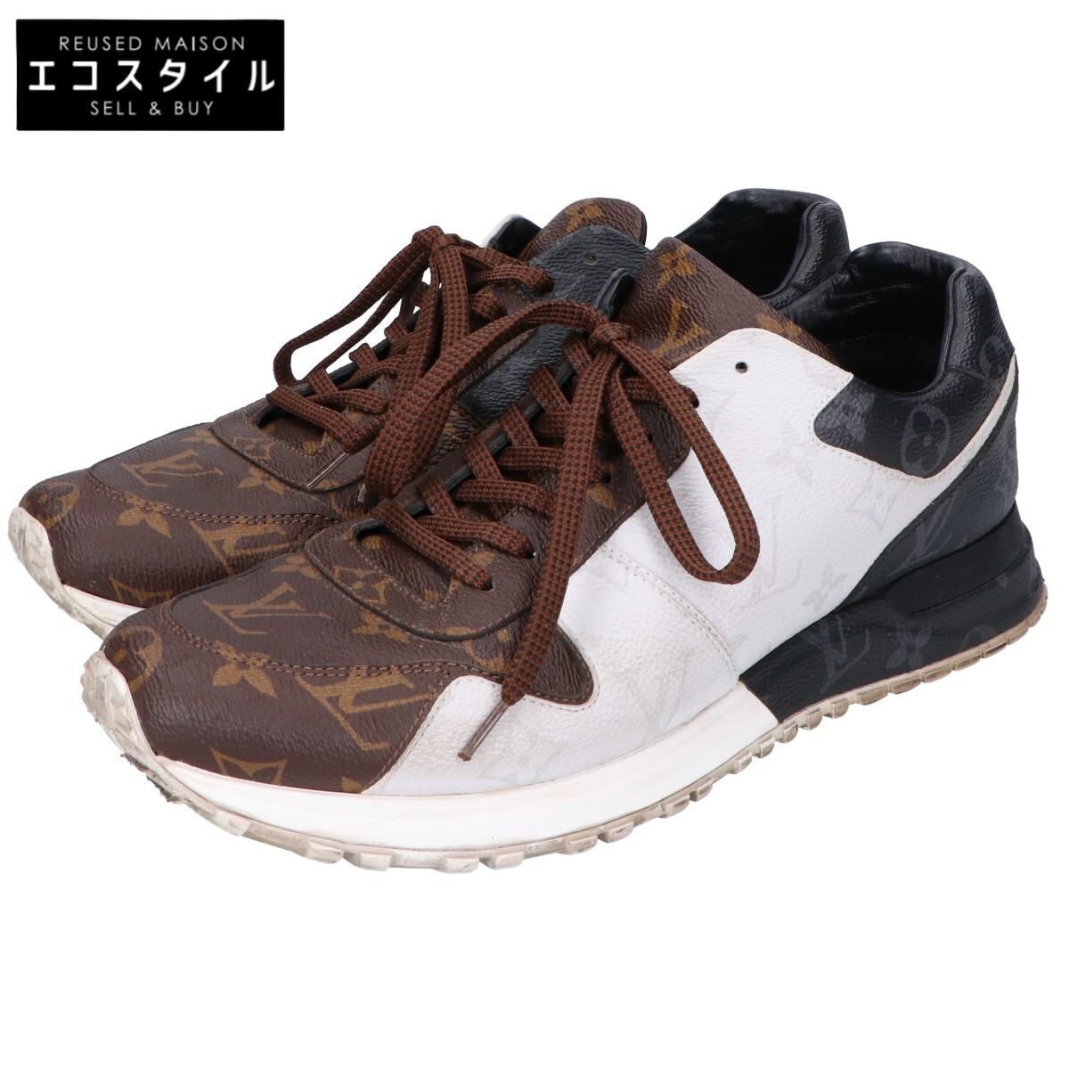 LOUIS VUITTON ルイヴィトン 18年製 黒いこと×白いこと モノグラム ランアウェイスニーカー シューズ   7 1/2 赤銅色 メンズ 【中古】