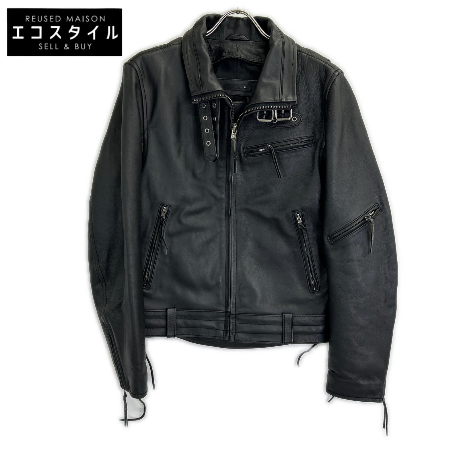 Liugoo Leathers リューグーレザーズ CWP-02 黒いこと付け札 牛皮 なめし革上衣 上衣   S 黒いこと メンズ 【中古】