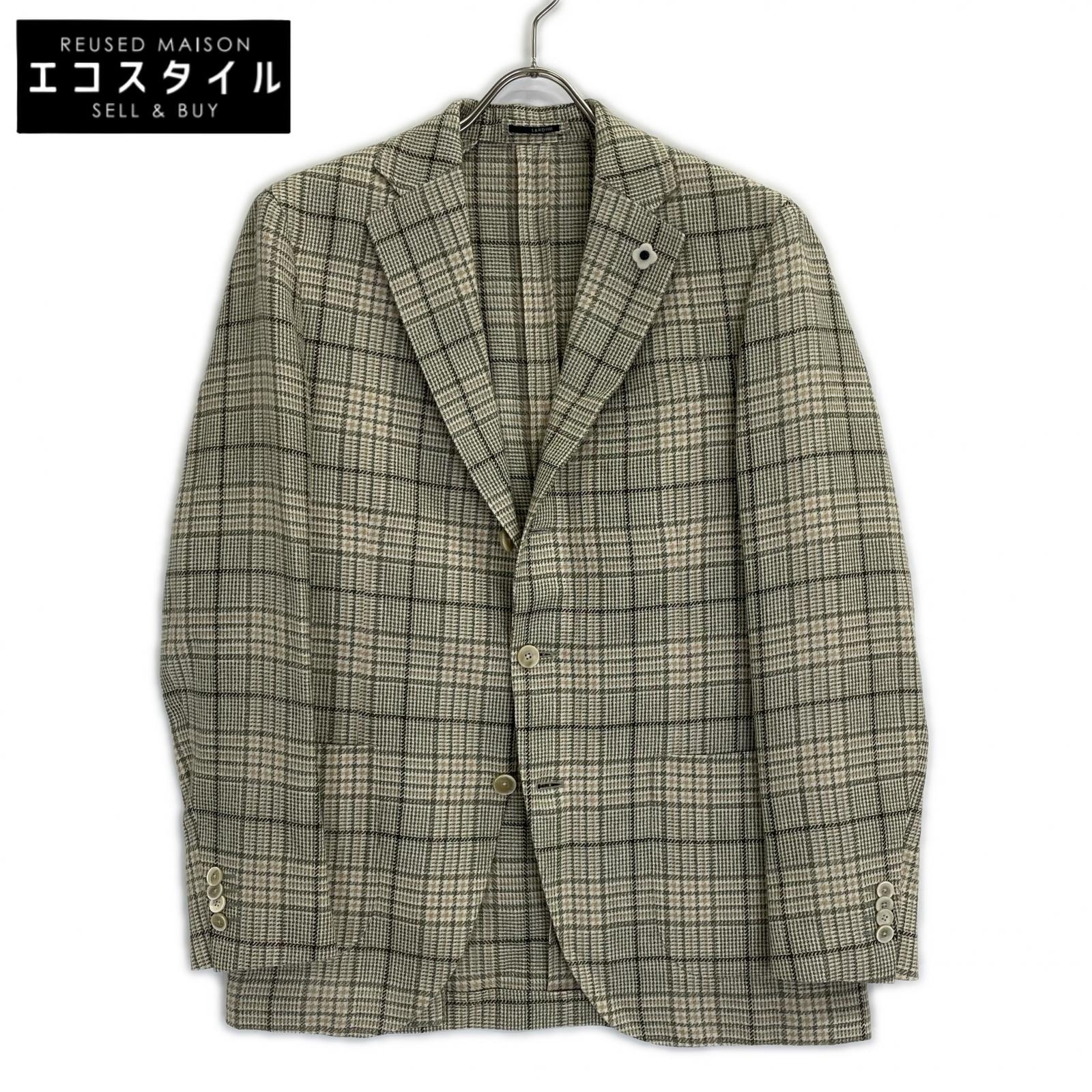 LARDINI ラルディーニ ベージュ×緑であること 羊毛絹地 グレンプレイド 上衣 ベージュ赤銅色 3B 上衣   48 ベージュ×緑であること メンズ 【中古】