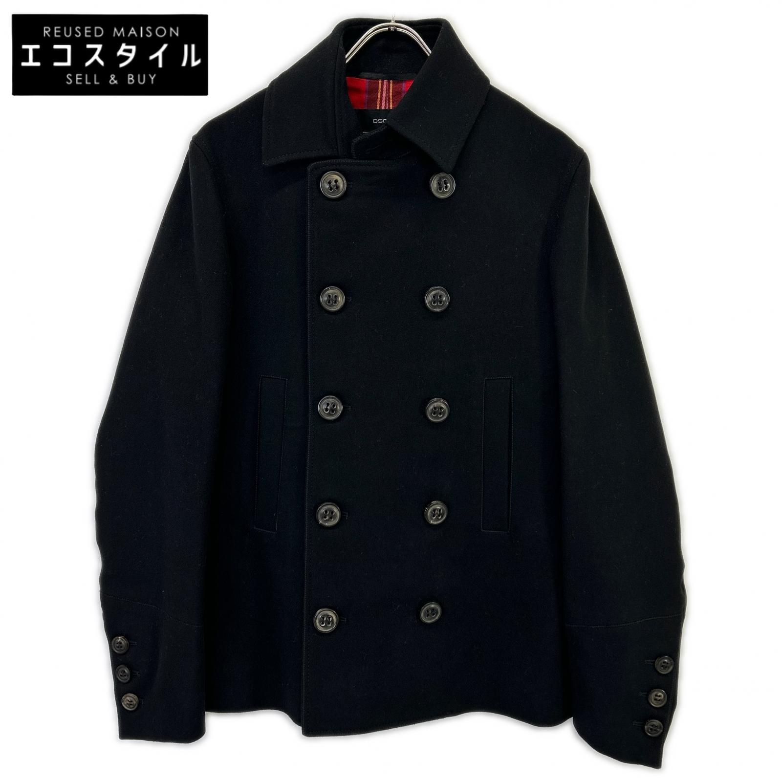 DSQUARED2 ディースクエアード 08AW 71AM176 黒いこと 羊毛 10B ピーコート ここのえ 厚地の外套   48 黒いこと メンズ 【中古】