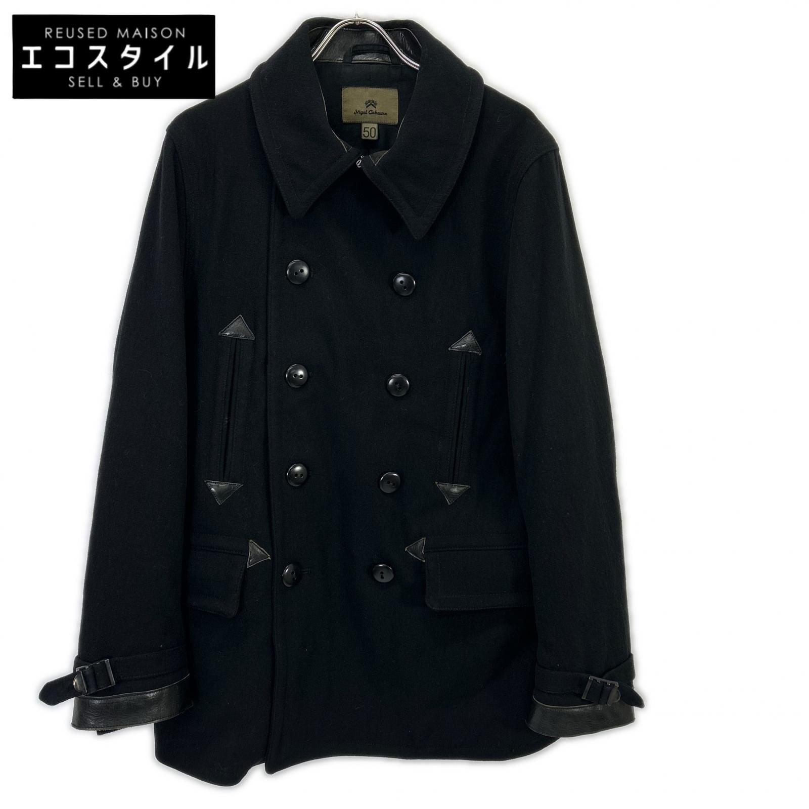 NIGEL CABOURN ナイジェルケーボン 8090030000 ﾌﾞﾗｯｸ  ﾀﾞﾌﾞﾙﾌﾞﾚｽﾄﾋﾟｰｺｰﾄ コート 50 ブラック メンズ 【中古】