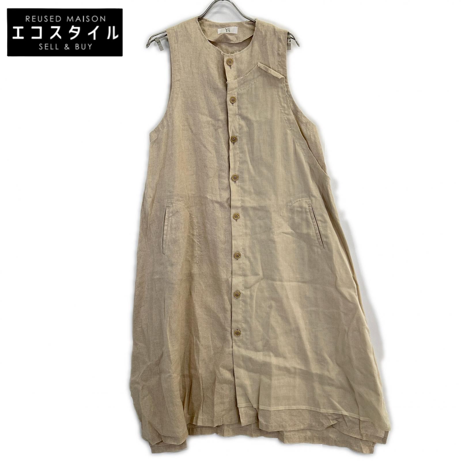Y's ワイズ 【美品】YI-D07-829 23年リゾートコレクション リネン ノースリーブ ワンピース 1 ベージュ レディース 【中古】｜ブランドリユース エコスタイル