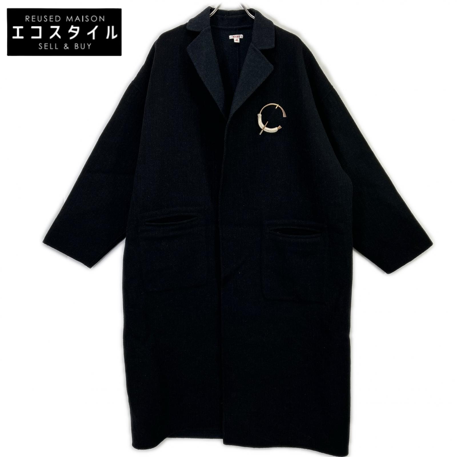 MASU エム エー エス ユー 濃灰色 羊毛 over robe coat 20AW 厚地の外套   48 薄墨色 メンズ 【中古】