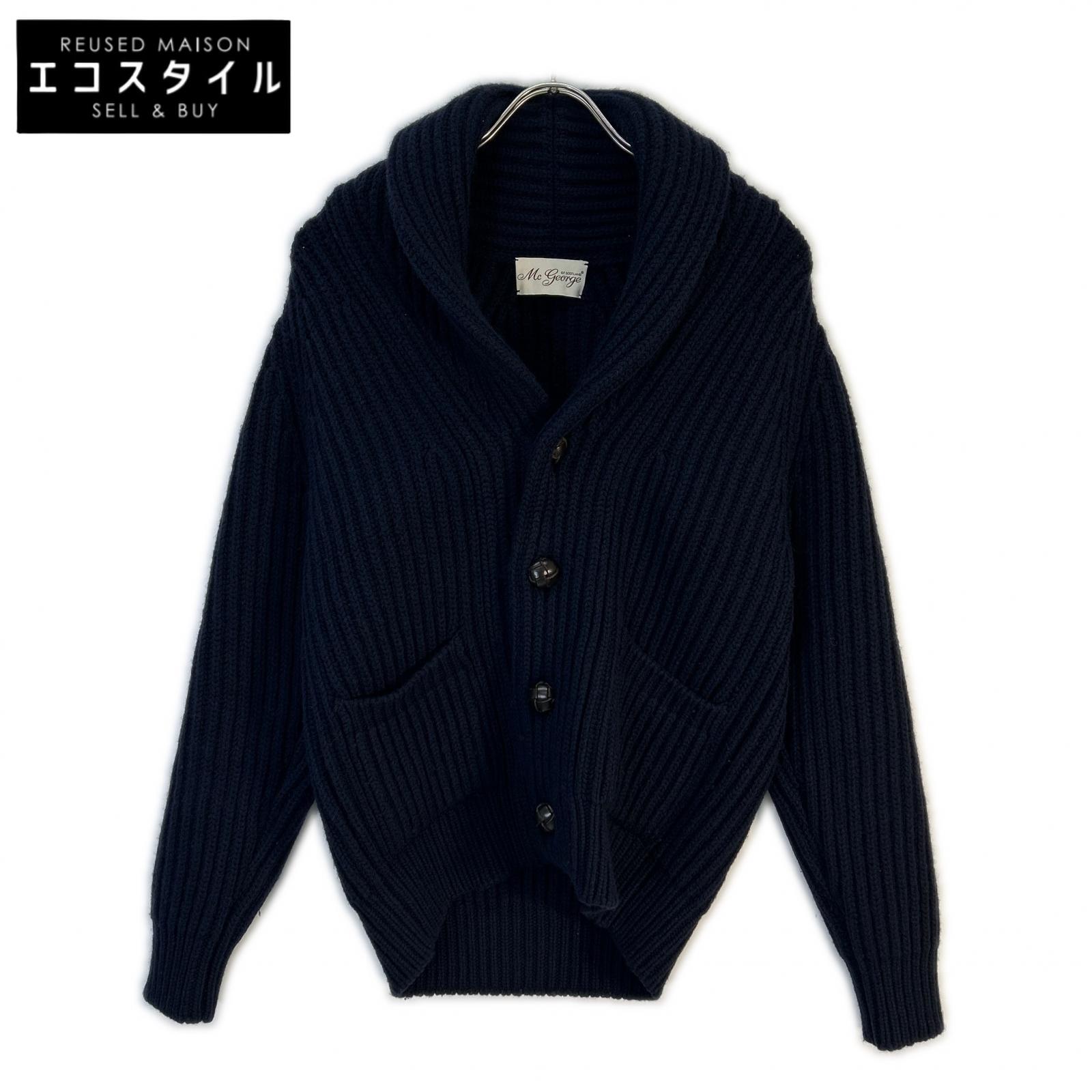 MC GEORGE OF SCOTLAND マックジョージ A0305/2/14/E 羊毛ｘカシミール 肩かけ色合い 編み物ジレー トップス UK38 米国海軍 メンズ 【中古】
