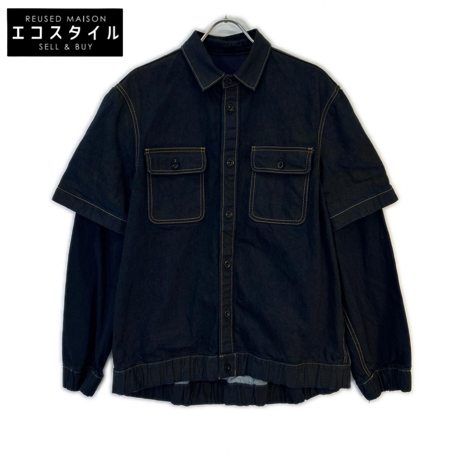 sacai サカイ 24-03438M インディゴ ジーンズ刷り上げる 縛ティーシャツ トップス   1 インディゴ メンズ 【中古】