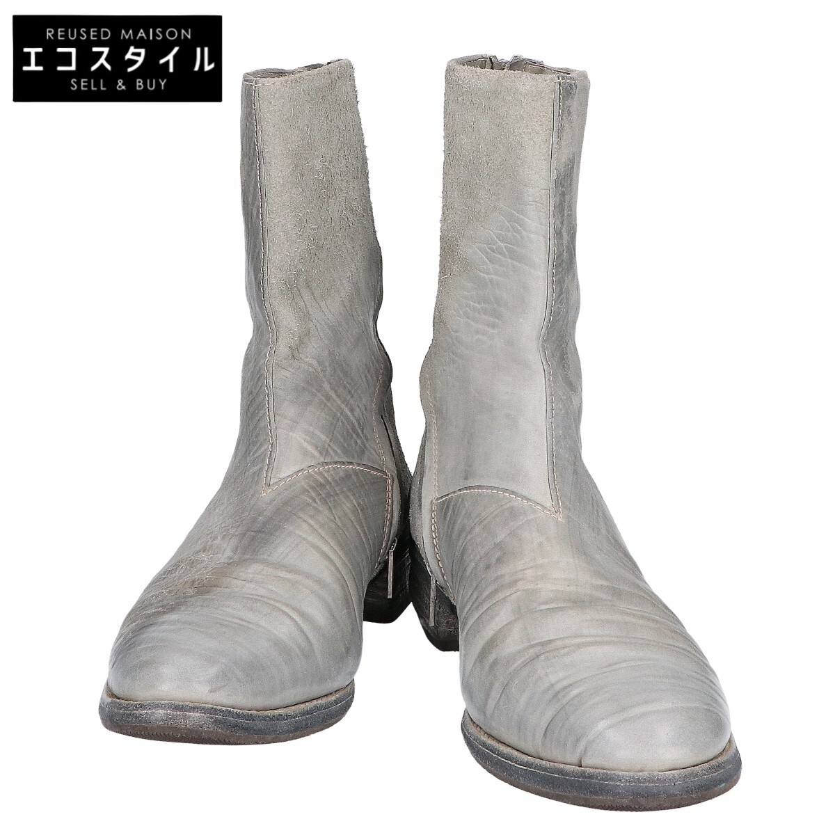 CAROL CHRISTIAN POELL キャロルクリスチャンポエル OBJECT  DIAGONAL ZIP GOODYEAR BOOTSDYED UNLINED シューズ   23 薄墨色 メンズ 【中古】