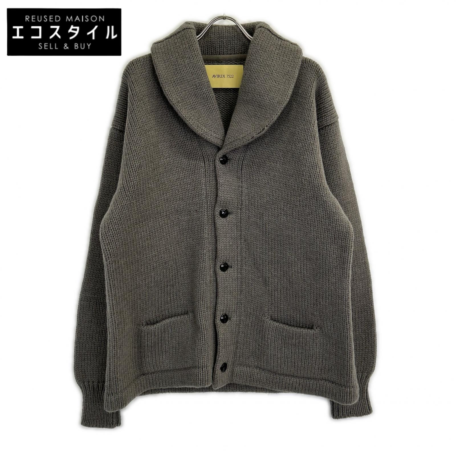 AVIREX7522 アヴィレックス7522 【新品/国内置き目/25AW】7835940002 SHAWL COLLAR CARDIGAN 肩かけ色合い ジレー トップス L 薄墨色 メンズ 【中古】