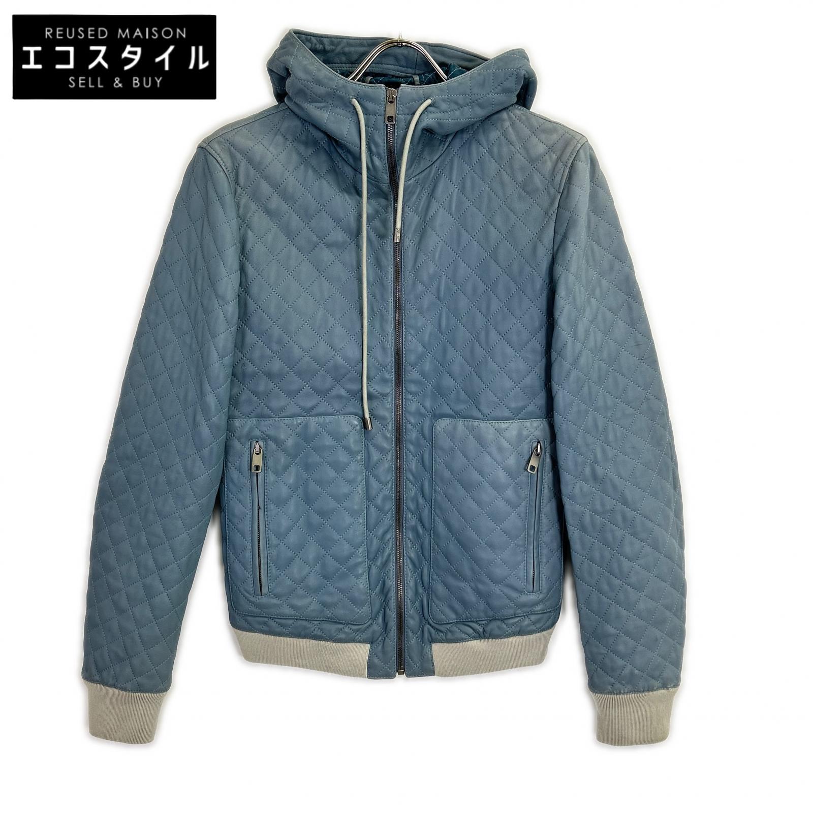 DOLCE&GABBANA ドルチェアンドガッバーナ G9FR9L ﾗｲﾄﾌﾞﾙｰ ﾗﾑﾚｻﾞｰ ｼﾞｯﾌﾟｱｯﾌﾟﾌｰﾃﾞｨｰ ジャケット 44 ブルー メンズ 【中古】