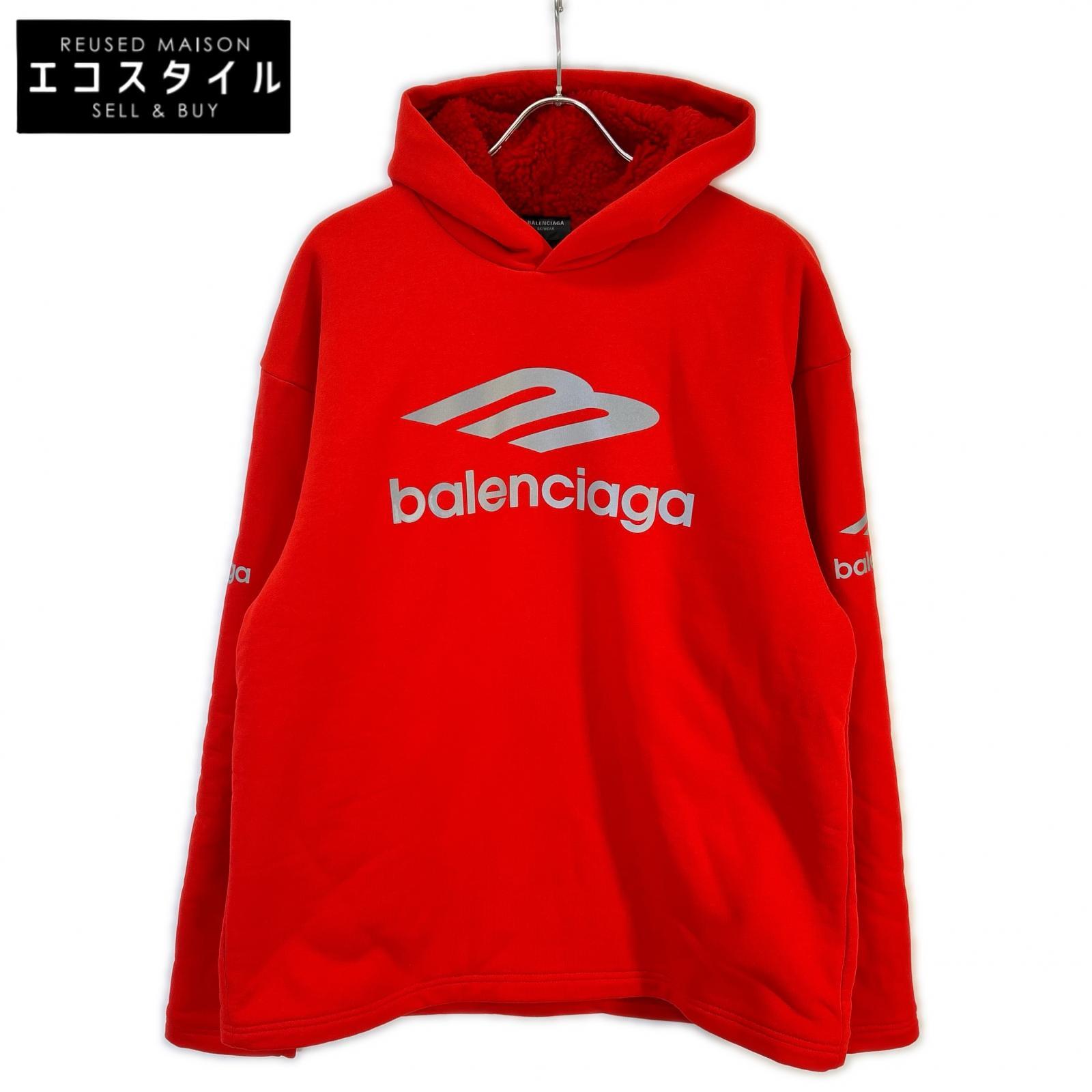 BALENCIAGA バレンシアガ 23年 赤いこと 773685 TPVQ6 裏起毛 パーカー トップス   L 赤いこと メンズ 【中古】
