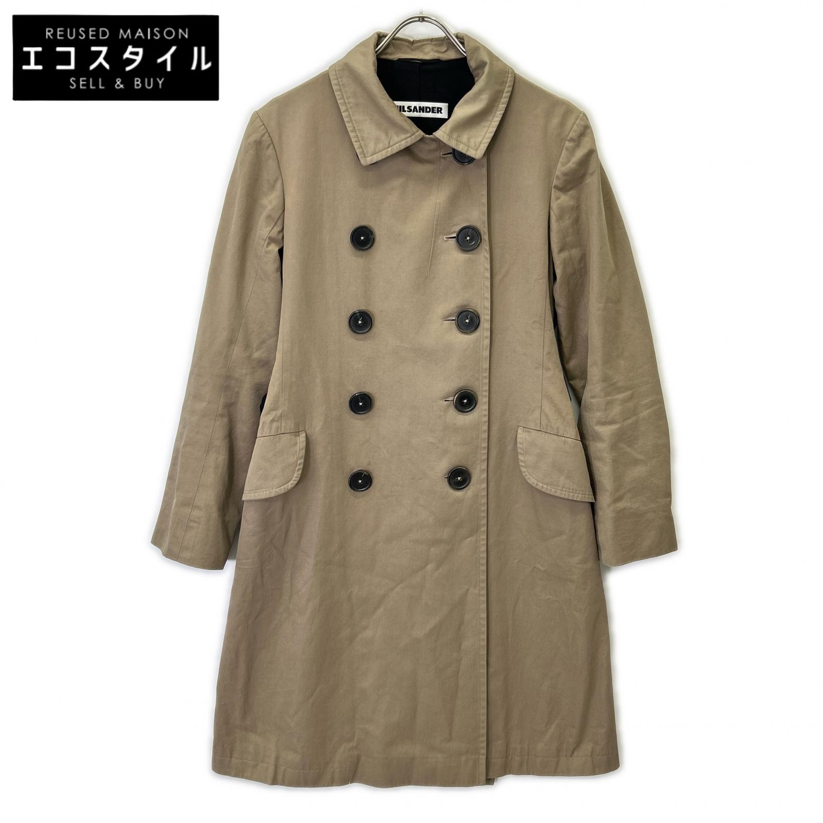 JIL SANDER ジルサンダー ベージュ 綿織物 ダブル乳ぶさ トレンチコート 厚地の外套   36 ベージュ レディース 【中古】