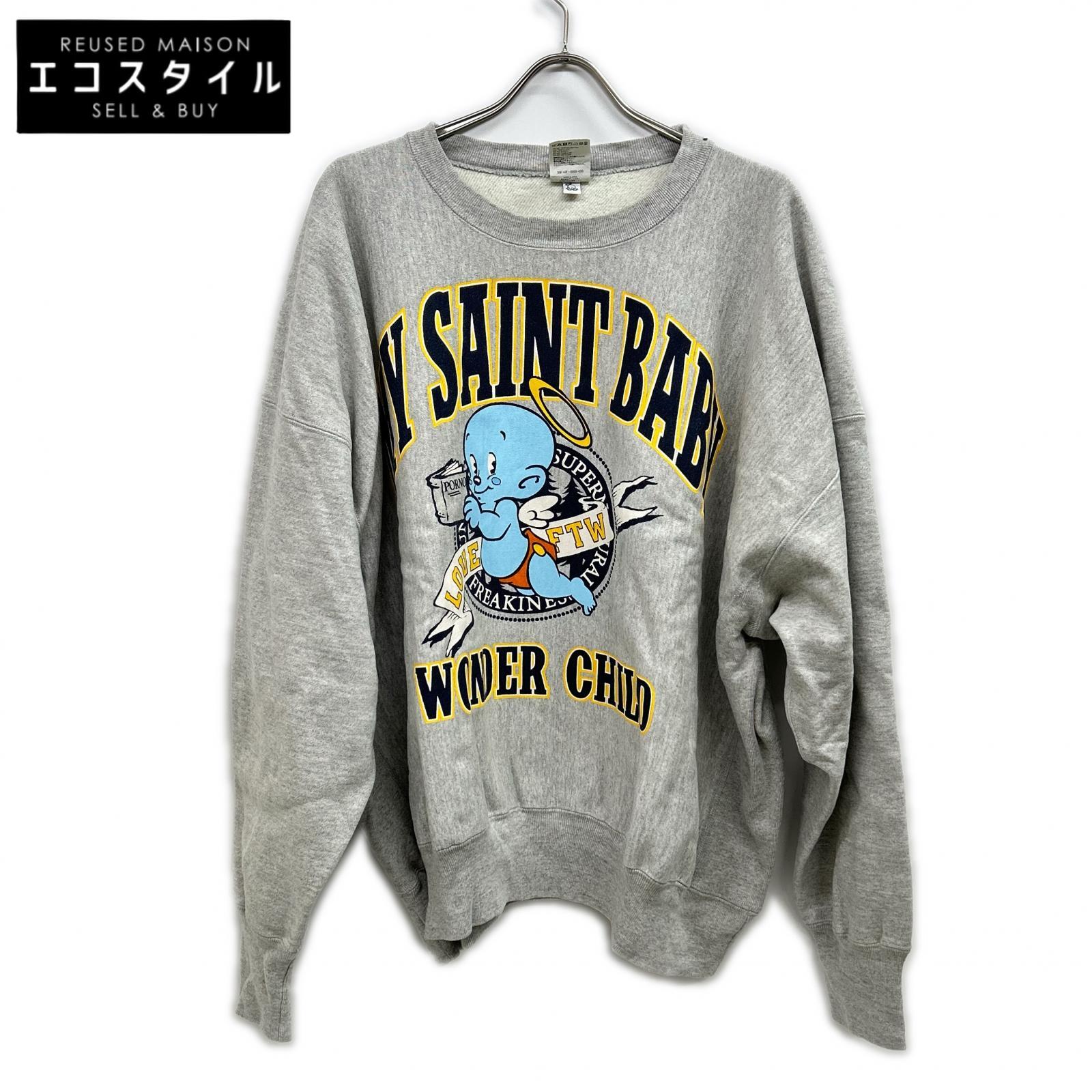 SAINT MICHAEL 仙マイケル SM-HR1-0000-050 25AW BABY MICAHEL SWEAT トップス   XL 点火装置薄墨色 メンズ 【中古】