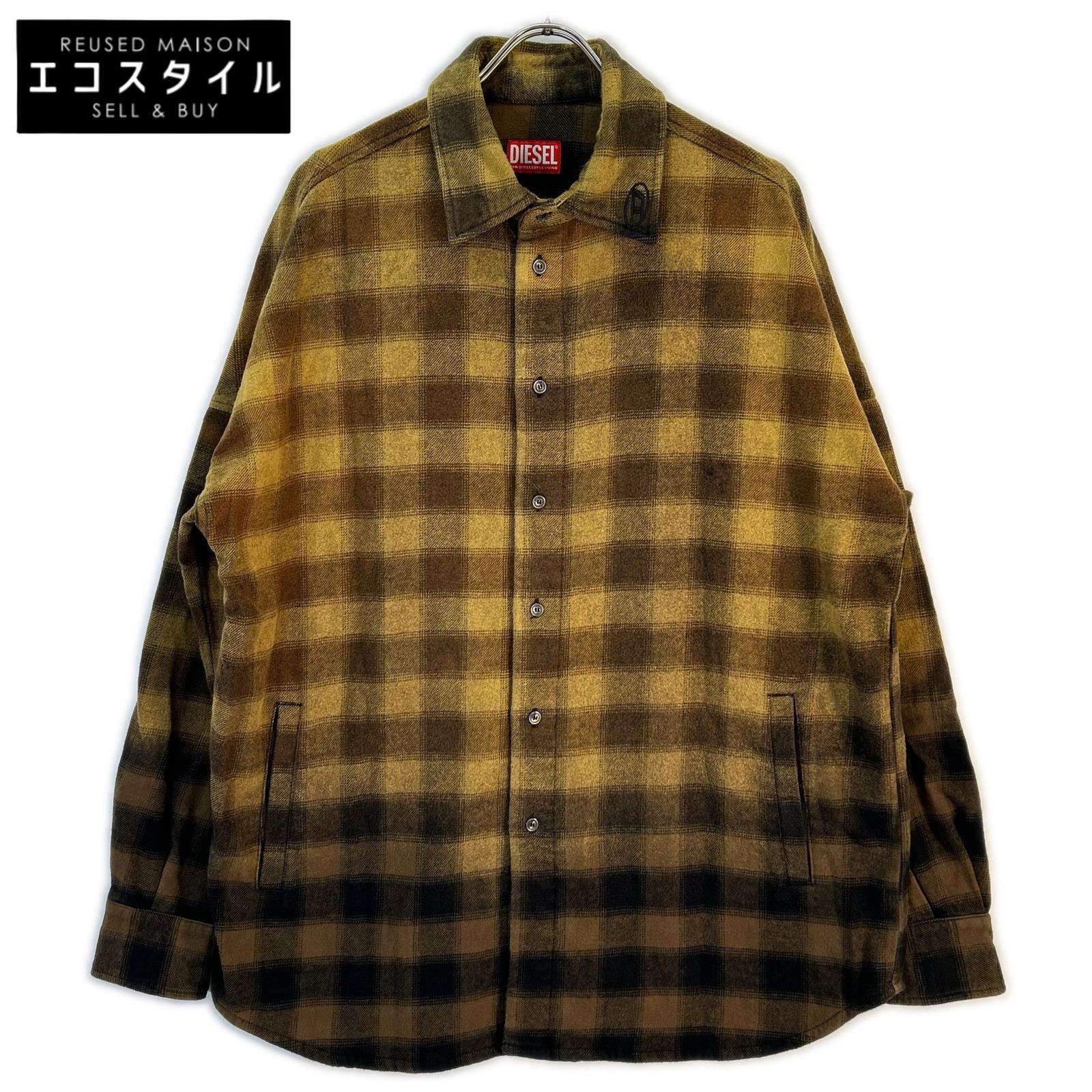 DIESEL ディーゼル 23AW A10687 赤銅色 立ちはだかる読み合わせる フランネルティーシャツ トップス   48 赤銅色 メンズ 【中古】