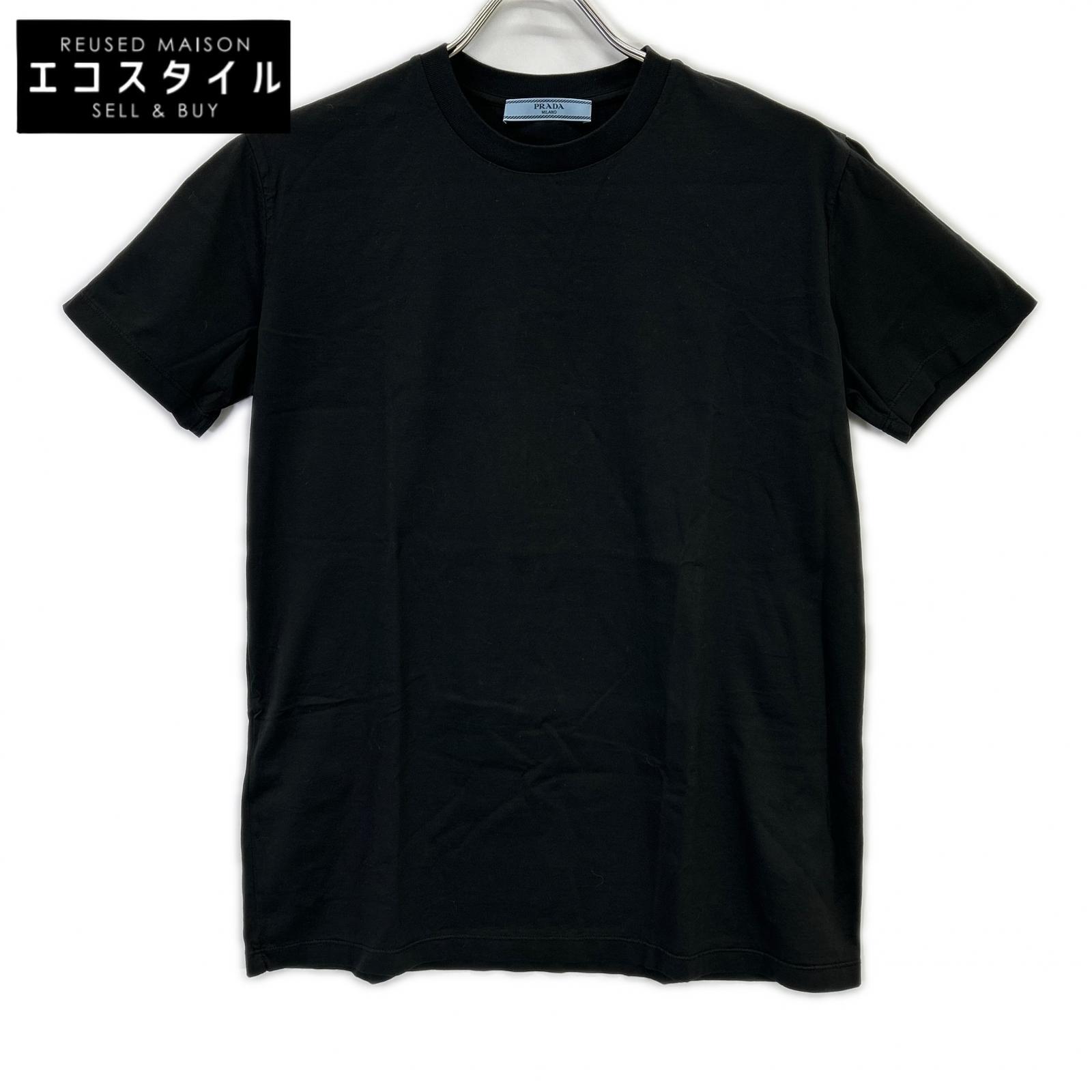 PRADA プラダ 19年製 135520 黒いこと 綿織物ティーシャツ トップス   L 黒いこと レディース 【中古】