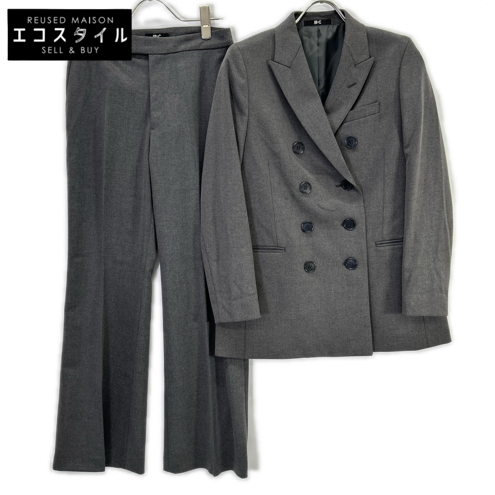 UNIQLO ユニクロ ｸﾞﾚｰ 25年 UNIQLO C ﾀﾞﾌﾞﾙ ｼﾞｬｹｯﾄ ﾌﾚｱﾊﾟﾝﾂ ｾｯﾄ 背広 セットアップ S/書きあらわす皆無 薄墨色 レディース 【中古】 レディースファッション-パンツスーツ-スーツ・セットアップ