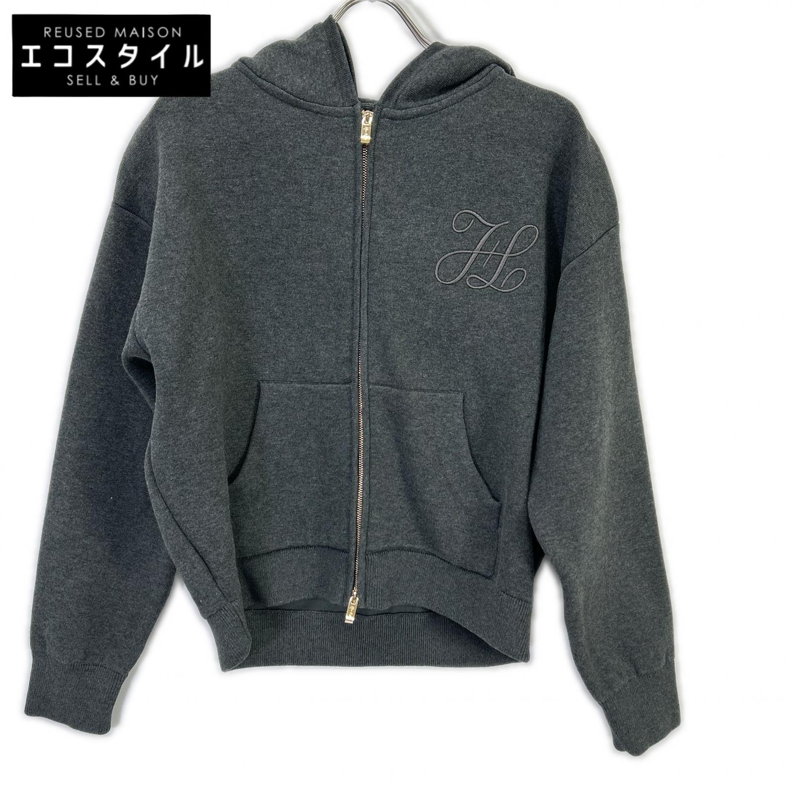 Her lip to ハーリップトゥ 薄墨色 ロゴタイプ刺しゅう Smooth Knit Hoodie パーカー トップス   F 薄墨色 レディース 【中古】
