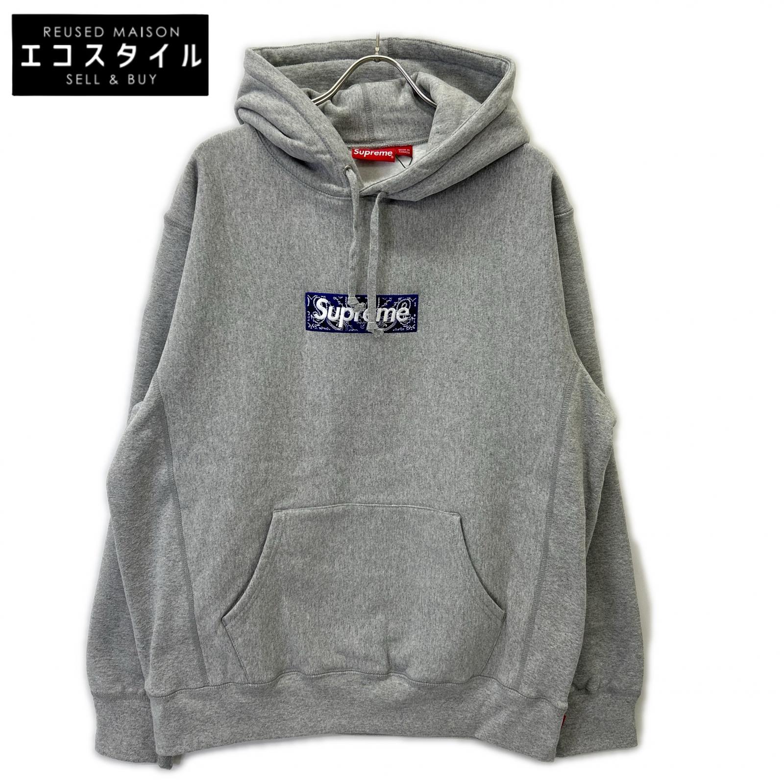 Supreme シュプリーム 19AW 薄墨色 Bandana Box Logo Hooded バンダナボックスロゴパーカー トップス   XL 薄墨色 メンズ 【中古】