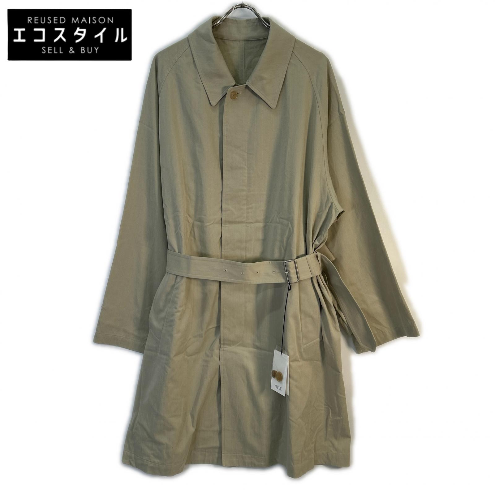 YLEVE イレーヴ 26SS 1706110005 ベージュ COTTON BREND CHAMBRAY COAT シャンブレーステンカラーコート 厚地の外套   4 ベージュ メンズ 【中古】