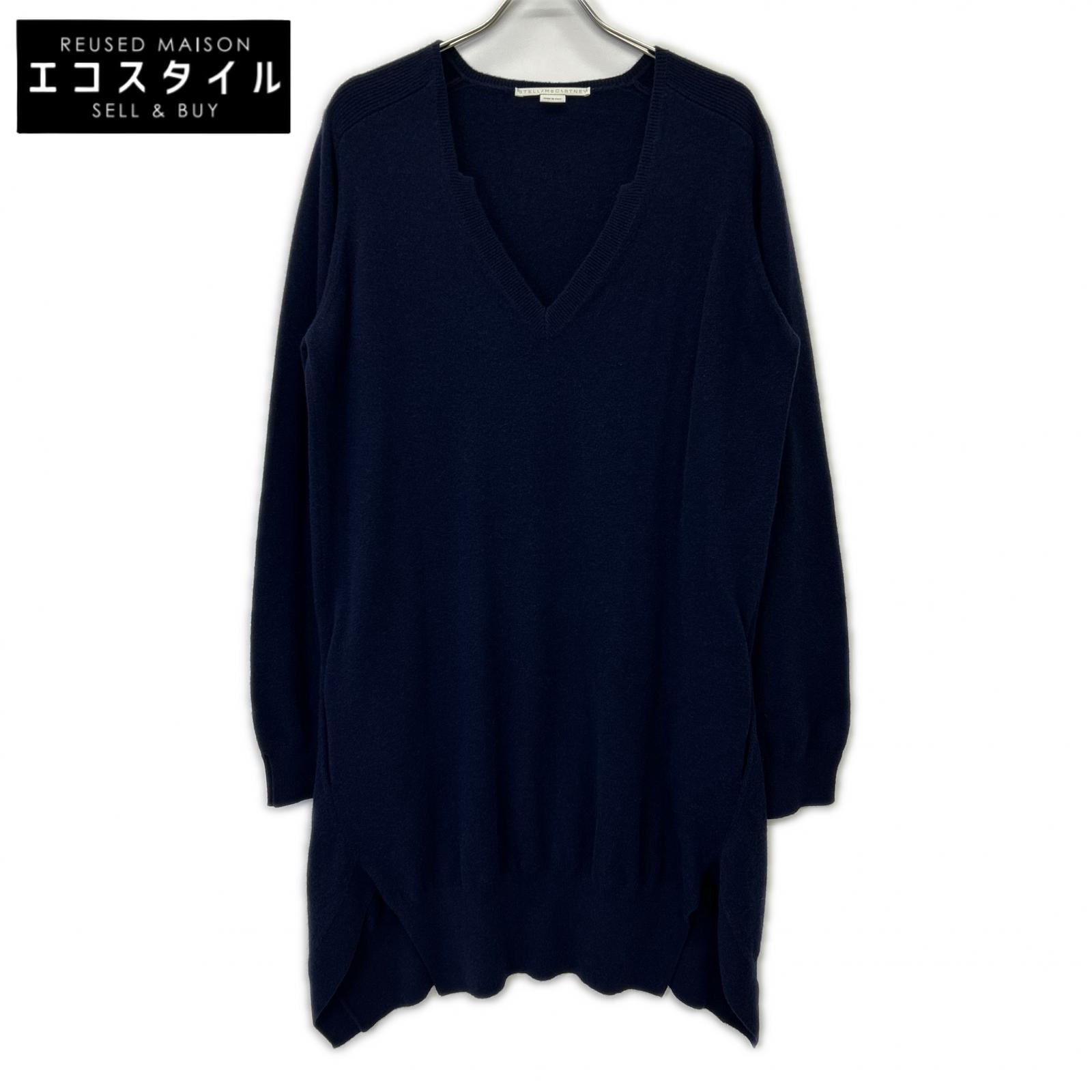 STELLA McCARTNEY ステラマッカートニー 600035 S2159 ネイビー カシミヤ&times;ウール Vネック ニットドレスワンピース ワンピース 48 ネイビー レディース 【中古】｜ブランドリユース エコスタイル 29,590円