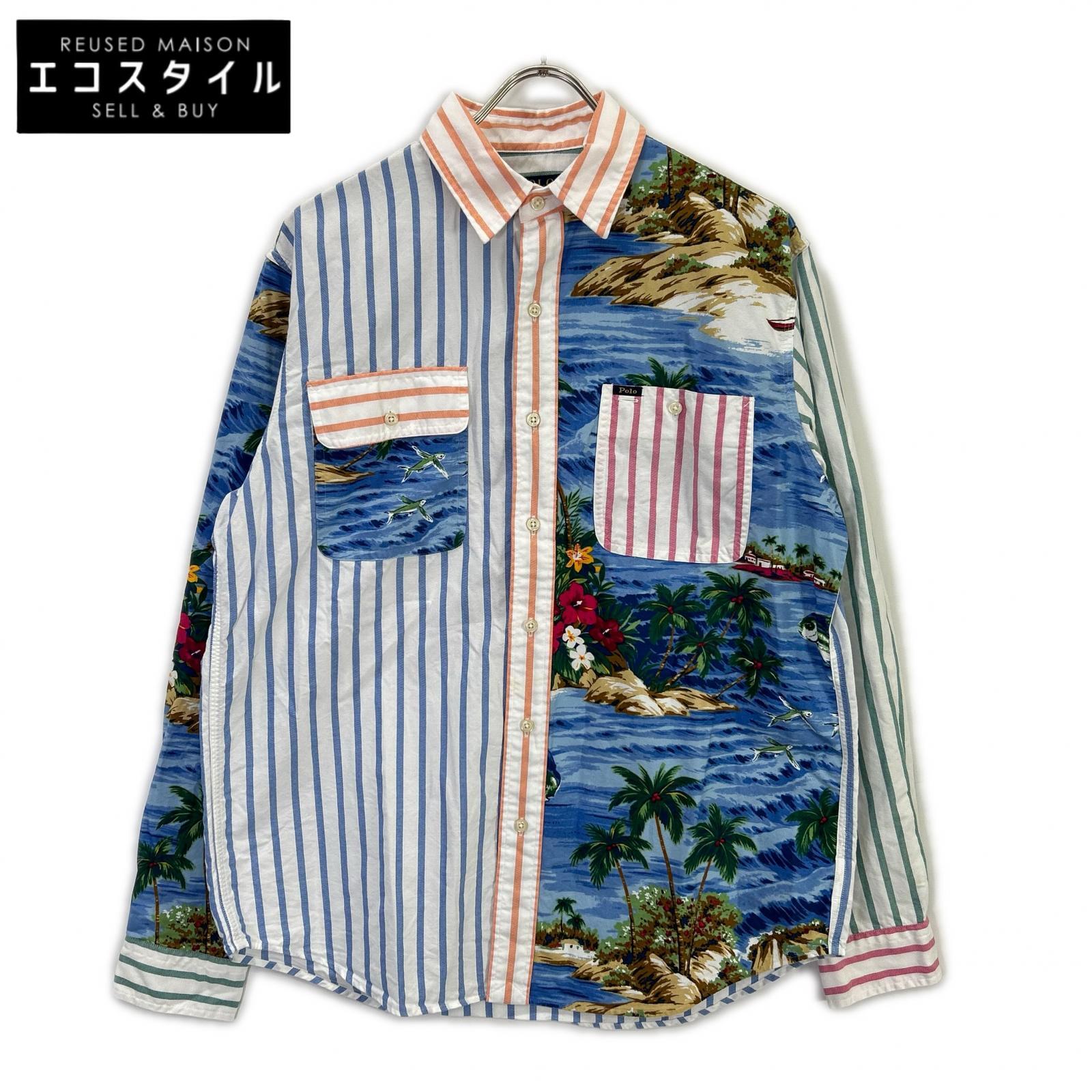 POLO RALPH LAUREN ポロ ラルフローレン マルチ色つや パッチワーク オックスフォードプルオーバー トップス   M マルチ色つや メンズ 【中古】