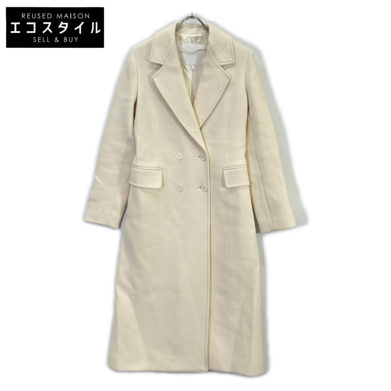 ZARA ザラ 象牙色 ZW寄せあわせ 羊毛混 MANTECO ダブルブレストコート 厚地の外套   XS 象牙色 レディース 【中古】