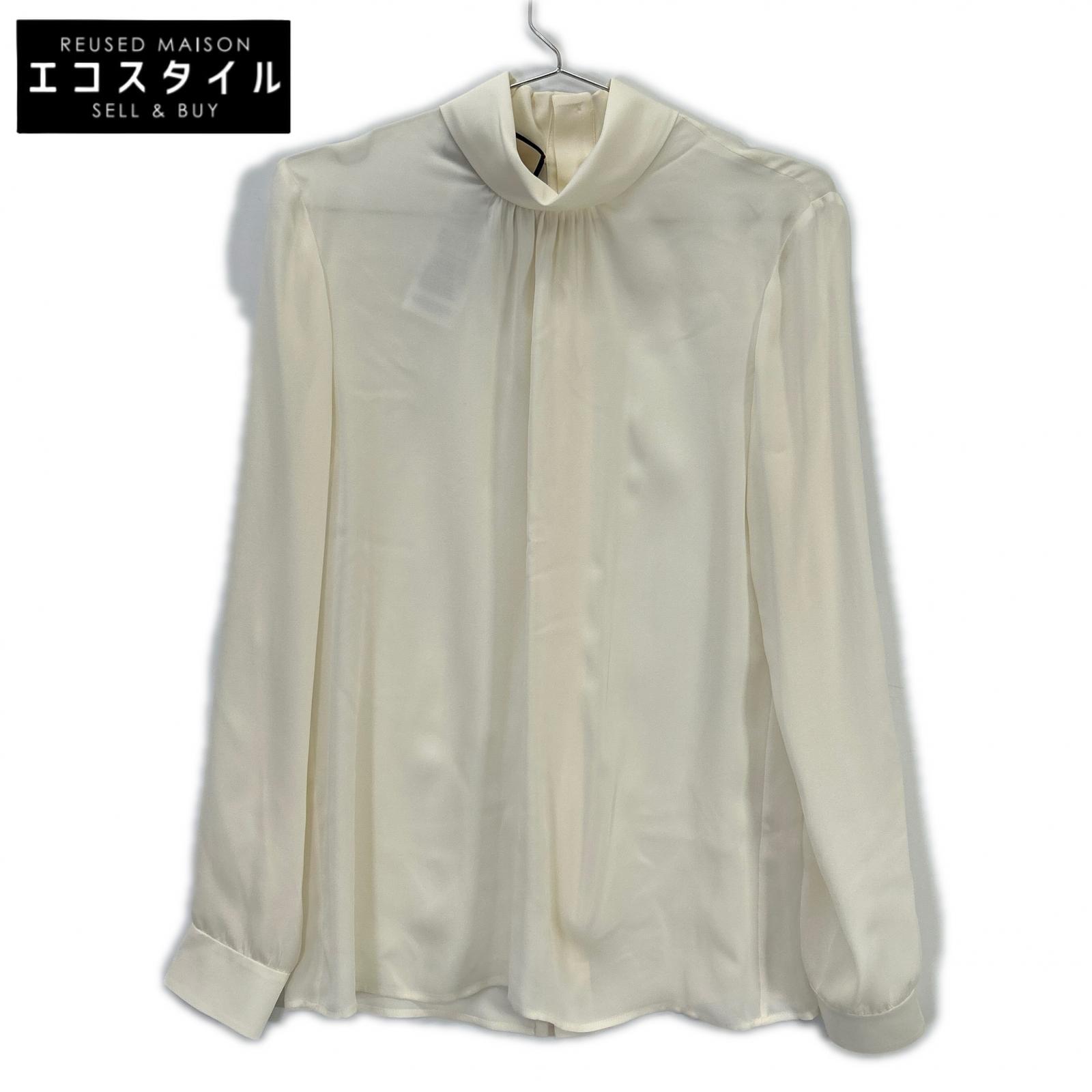GUCCI グッチ 677383 象牙色 地絹100% 長袖 トップ トップス   38 象牙色 レディース 【中古】
