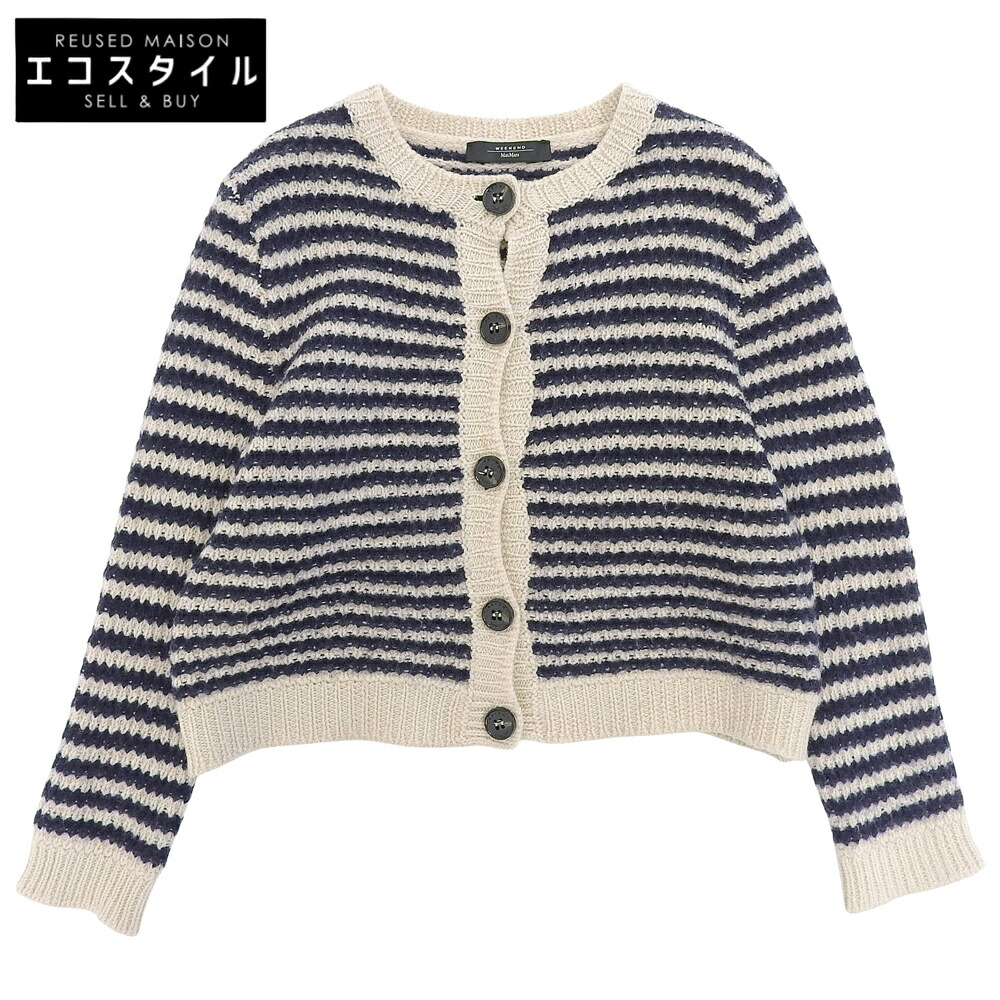 Max MaraWEEKEND マックスマーラウィークエンド 羊毛 編み物ジレー トップス レディース ベージュ×米国海軍 M トップス   M ベージュ/米国海軍 レディース 【中古】