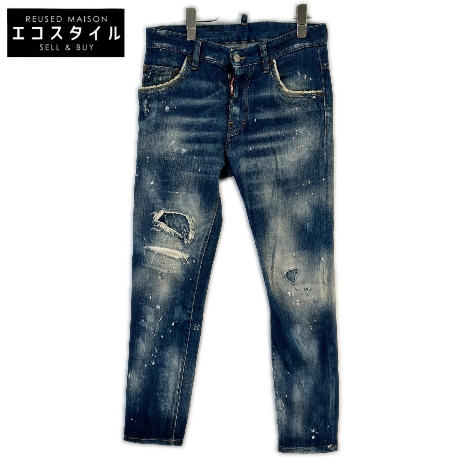 DSQUARED2 ディースクエアード 18年 S71LB0452 不都合 絵の具産業 SKATER JEAN ボトムス   42 青色 メンズ 【中古】