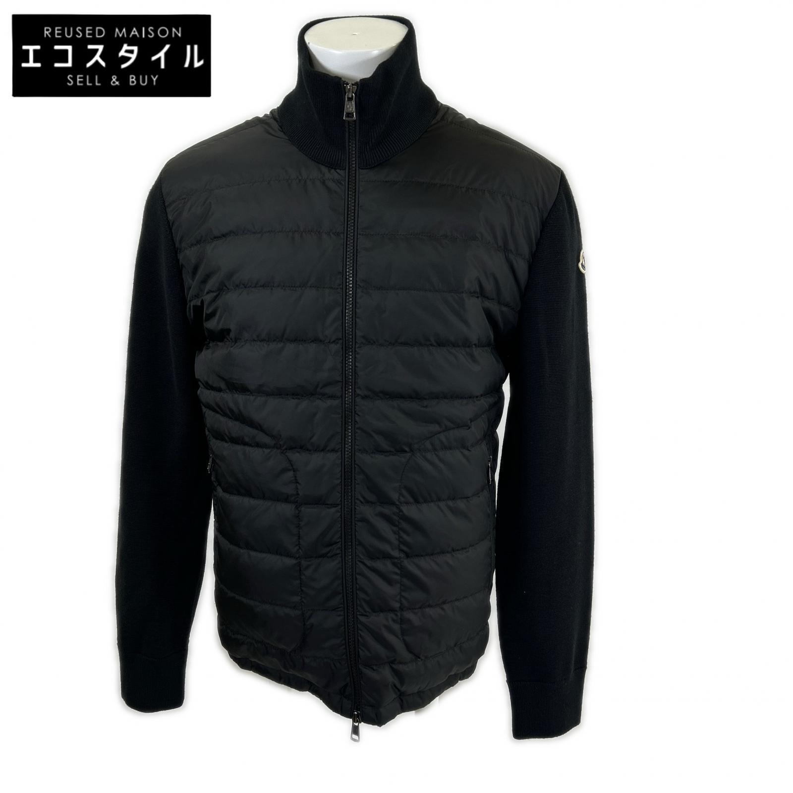MONCLER モンクレール 【新品同様/25年製】K20919B50700 CARDIGAN TRICOT ニット/ナイロン切替 ジップアップ ダウンジャケット L ブラック メンズ 【中古】｜ブランドリユース エコスタイル