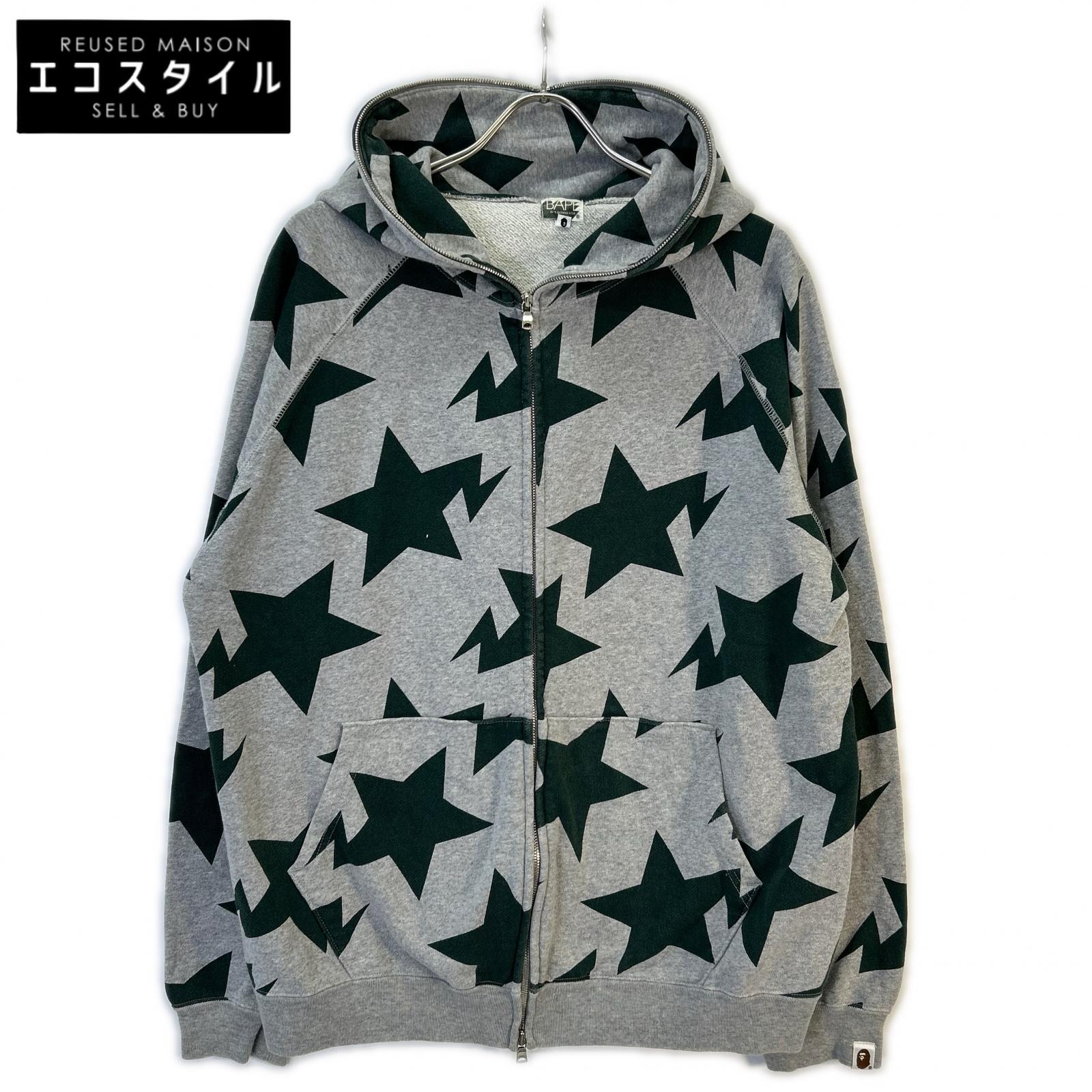 A BATHING APE アベイシングエイプ 薄墨色×緑であること はやりっ子刷り上げる フルジップ パーカー 00s トップス   L 薄墨色×緑であること メンズ 【中古】