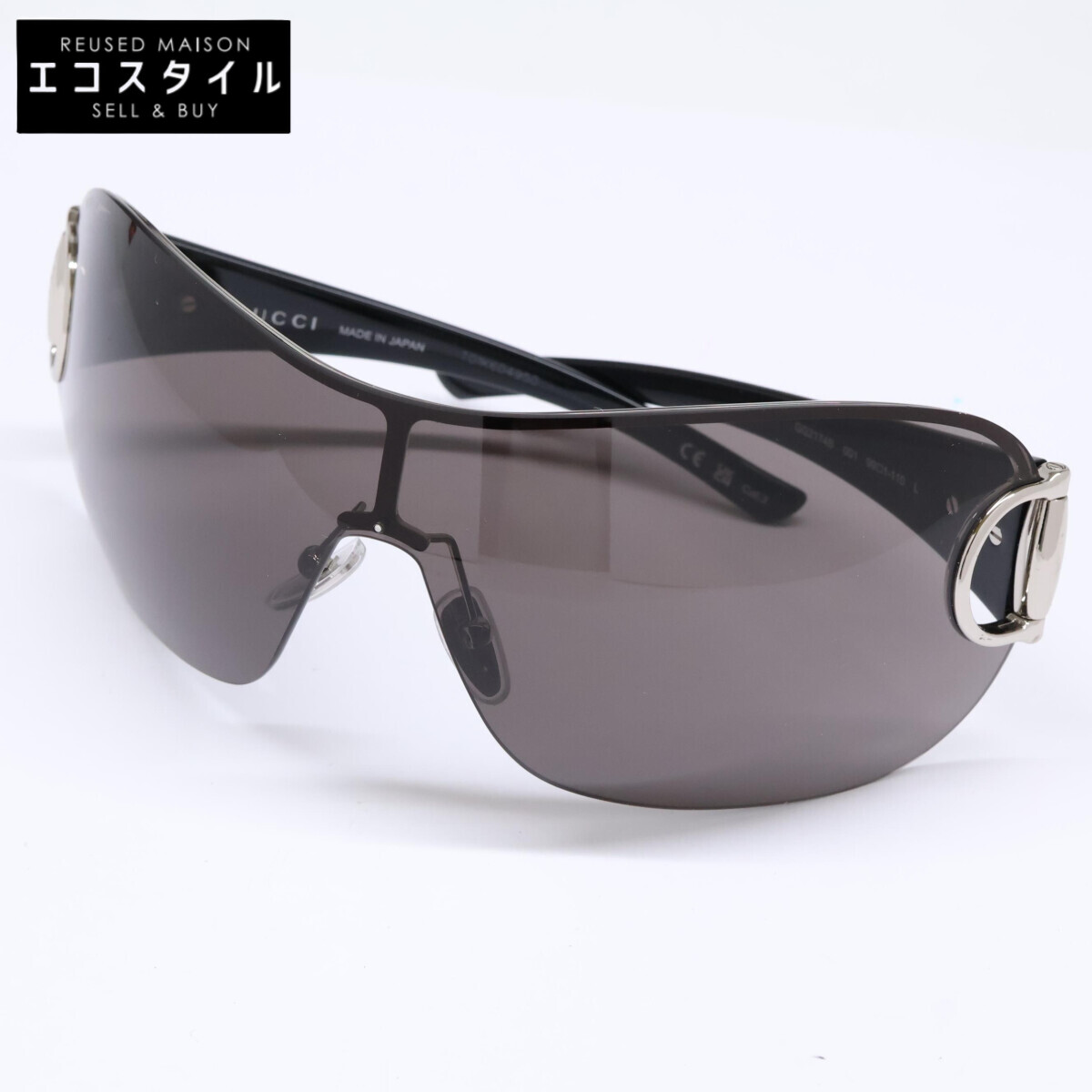 GUCCI グッチ 【美品】GG2174S 001 フレームレス マスクシェイプ サングラス 99□1-110 グレー/シルバートーン メンズ 【中古】