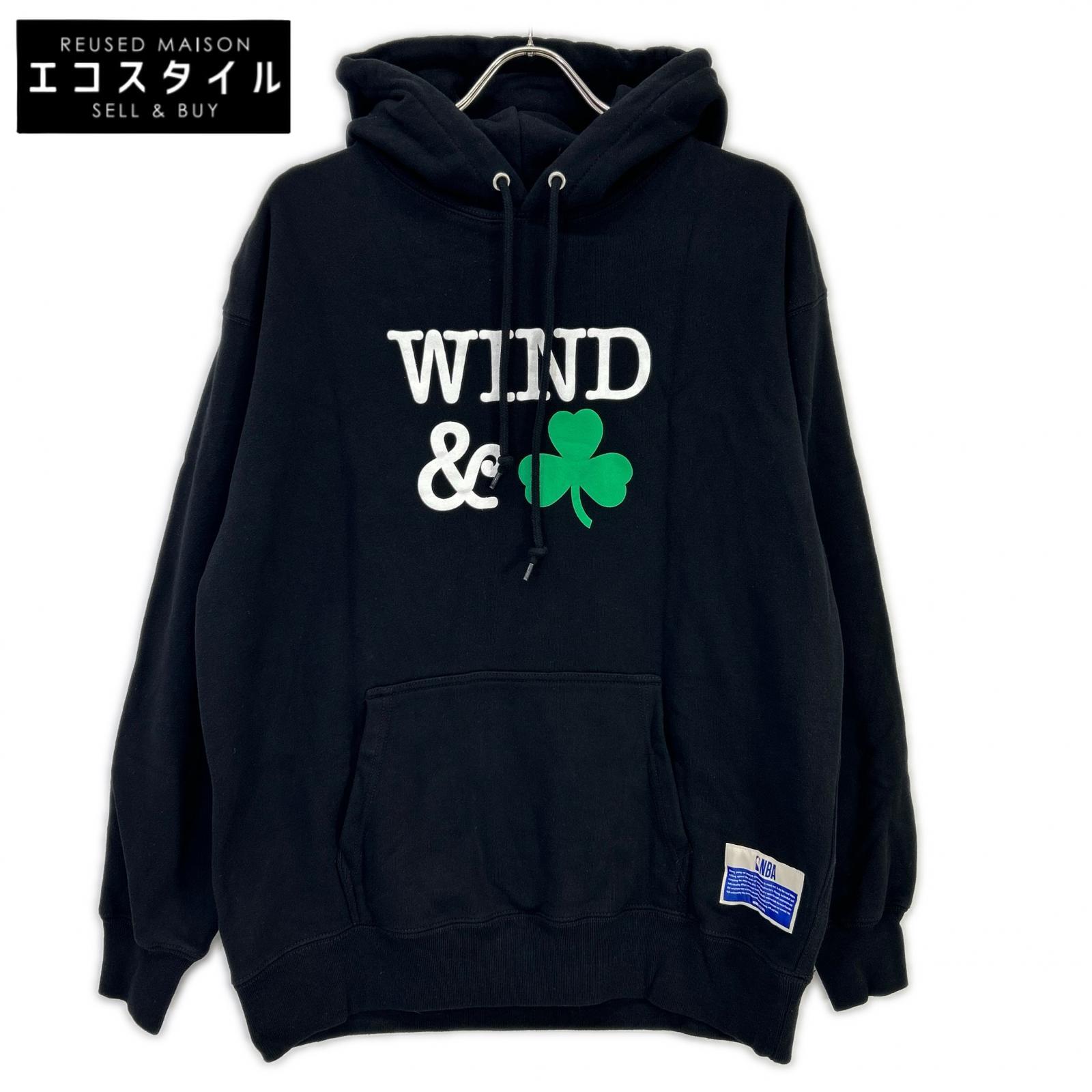 WIND AND SEA ウィンダンシ― 黒いこと NBA クローバー フーディ トップス   L 黒いこと メンズ 【中古】